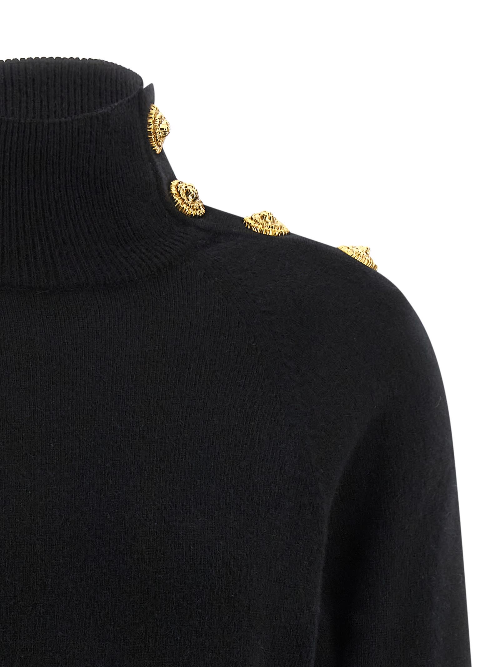 Balmain Cashmere Wool Sweater Sweaters And Cardigans Black In Black