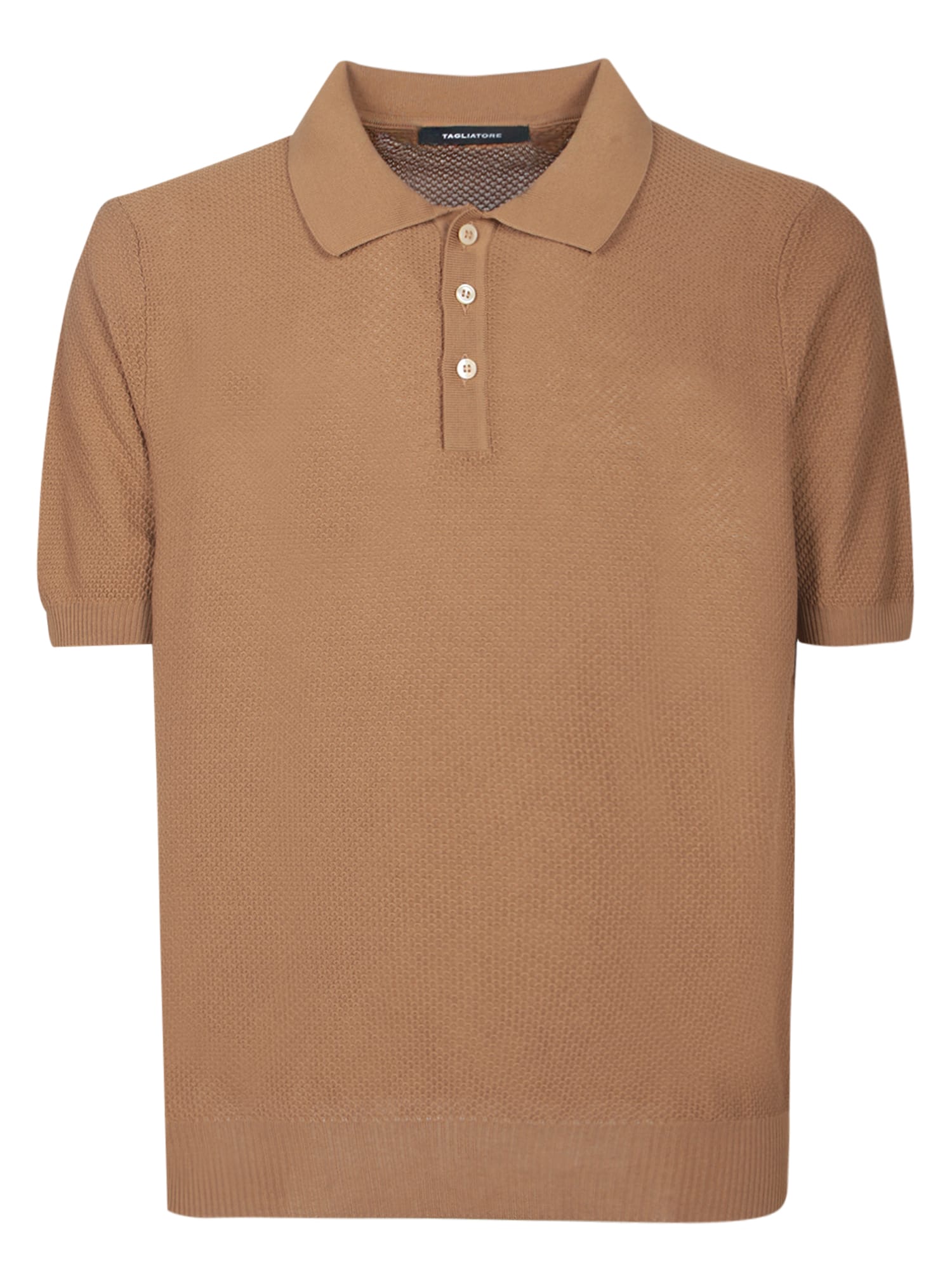 Shop Tagliatore Burnt Brown Cotton Polo Shirt