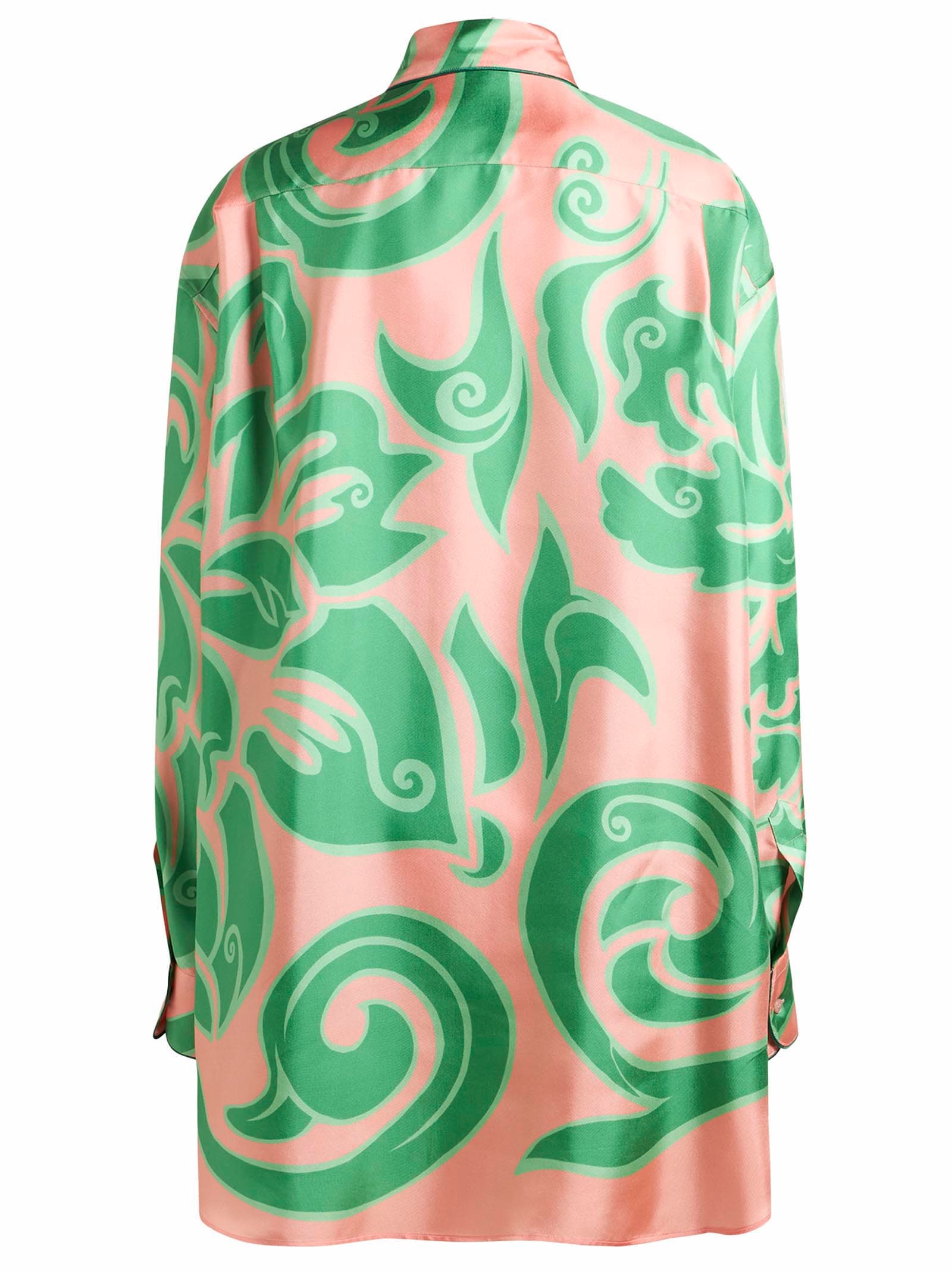 Etro Pink Silk Shirt With Green Print Women In Multicolor