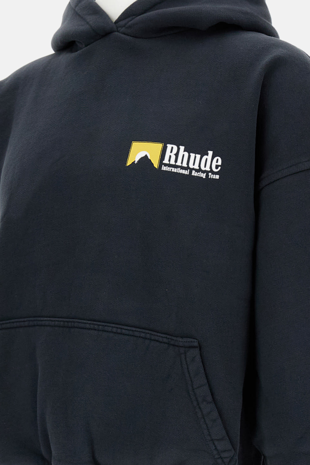 Rhude Loose-fit Hooded Sweatshirt With Ribbed Cuffs In Blue