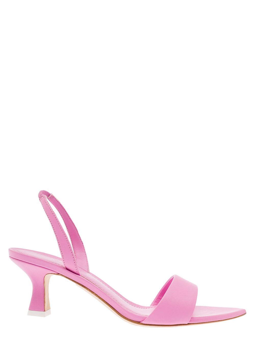 orchid Pink Pointed Sandals In Leather Woman