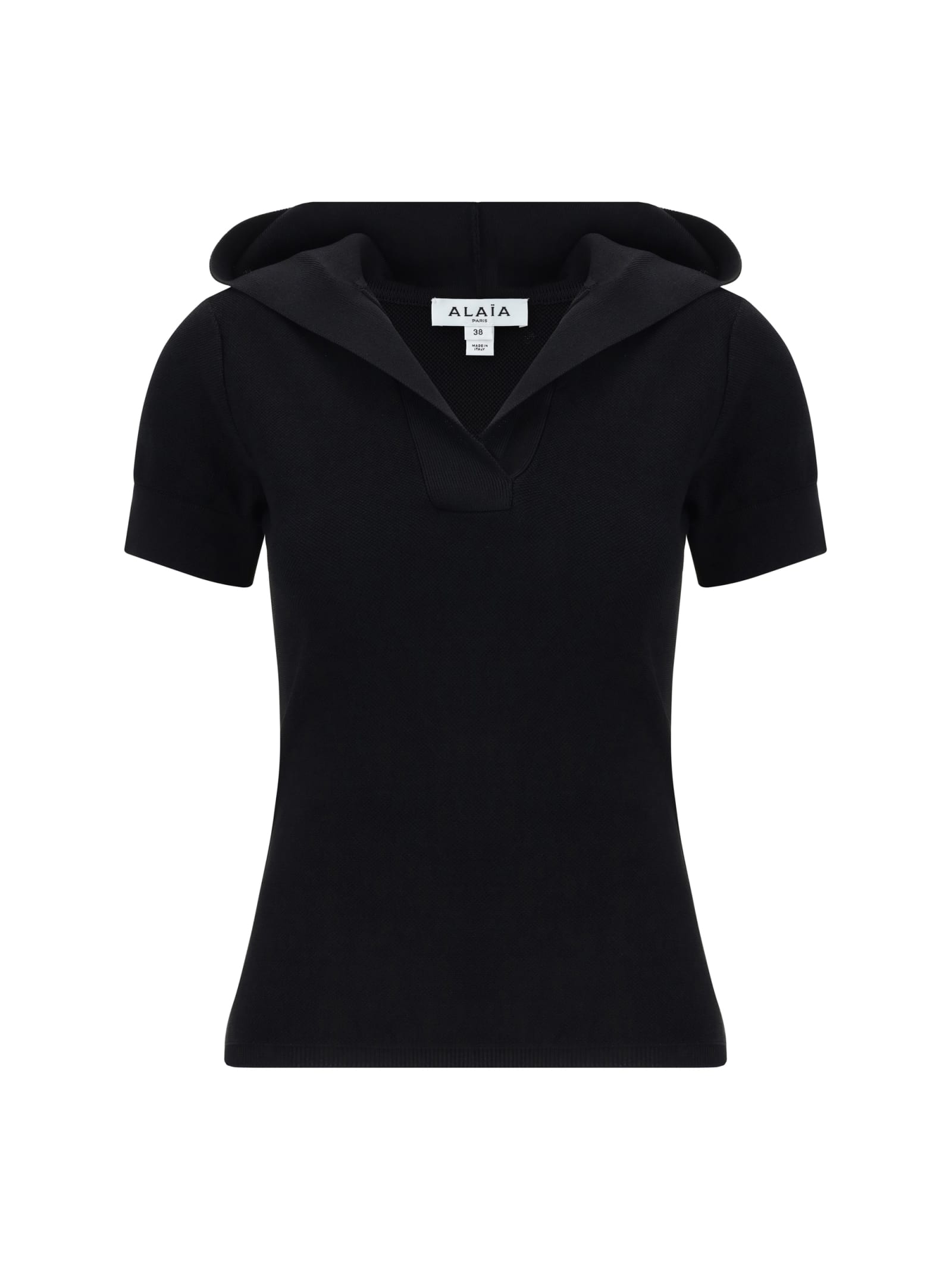 Shop Alaïa Hooded Top In Noir Alaia