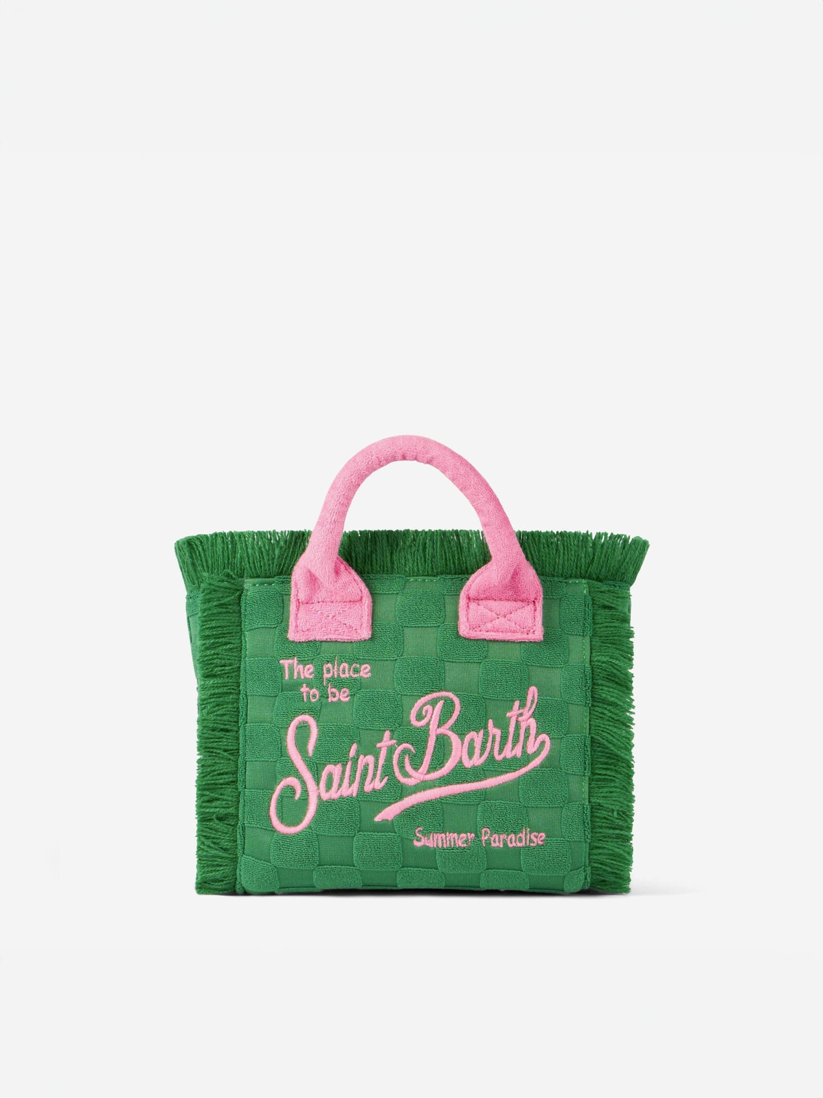 MC2 Saint Barth Vanity mini terry cloth tote bag for women Fluorescent  Green
