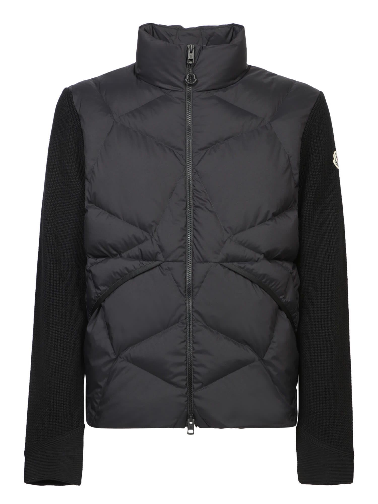 Shop Moncler Quilted Black Cardigan Jacket