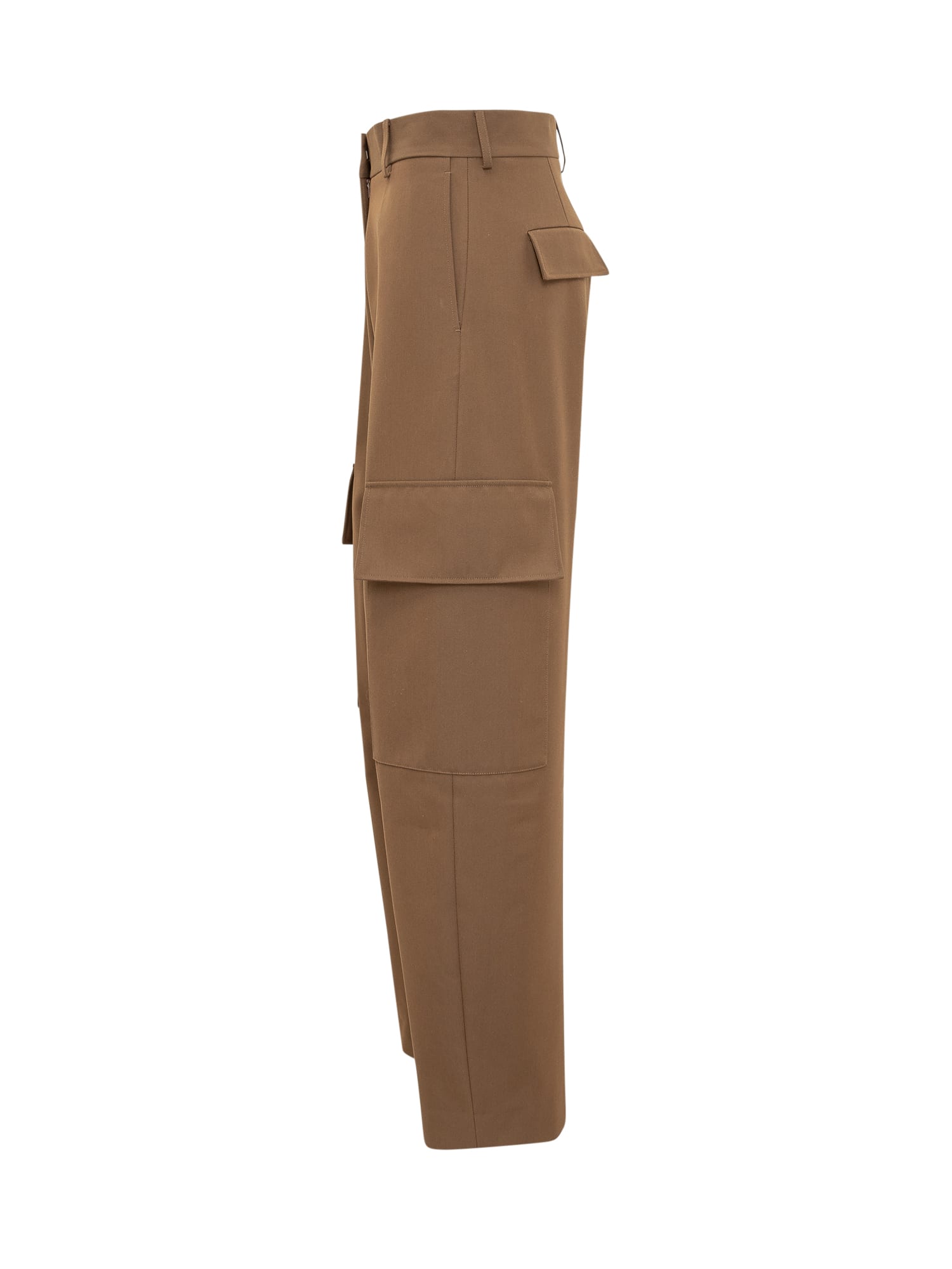 Palm Angels Tailored Cotton Blend Cargo Pants In Brown Black