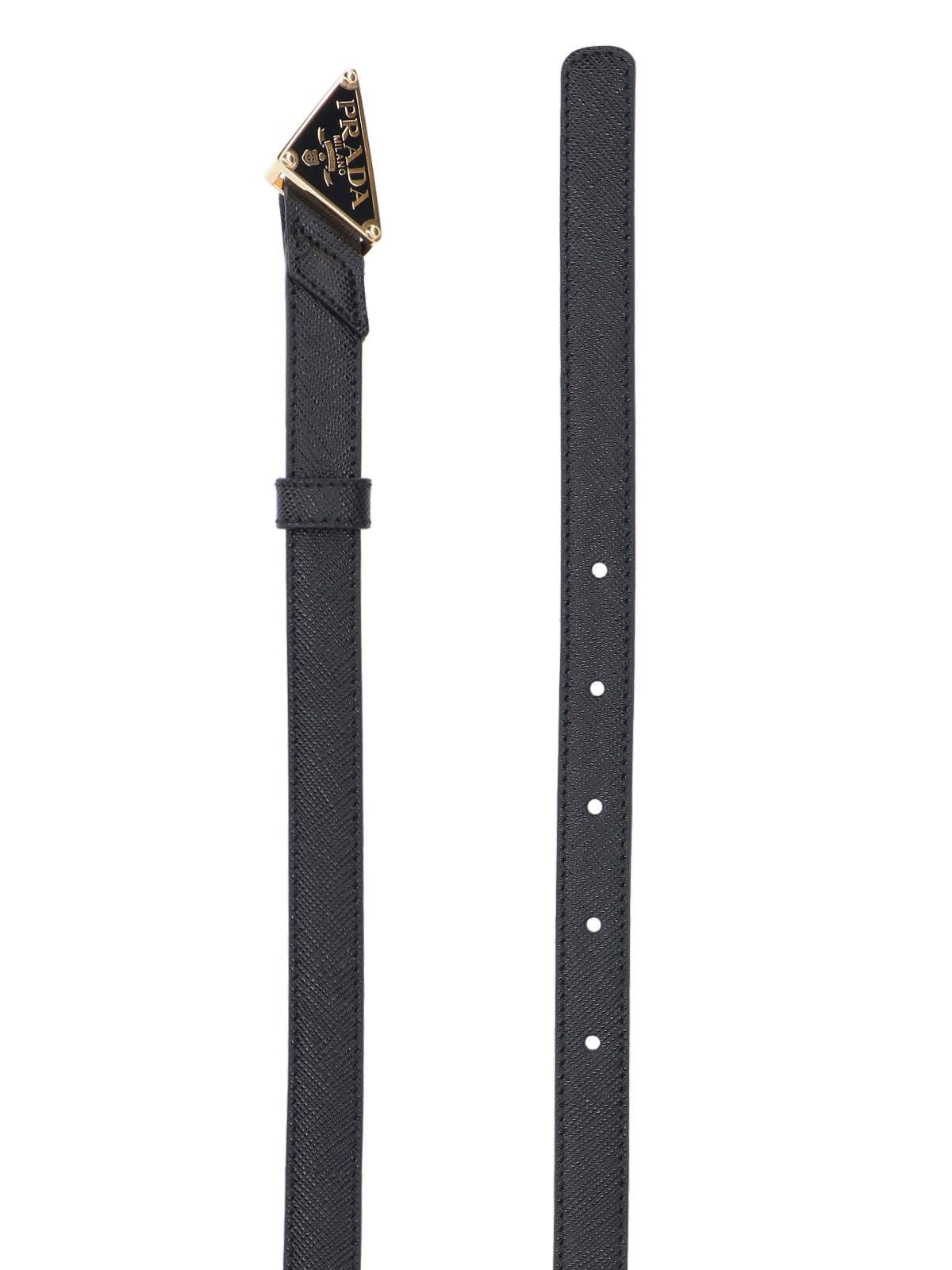 Shop Prada Saffiano Belt In Nero