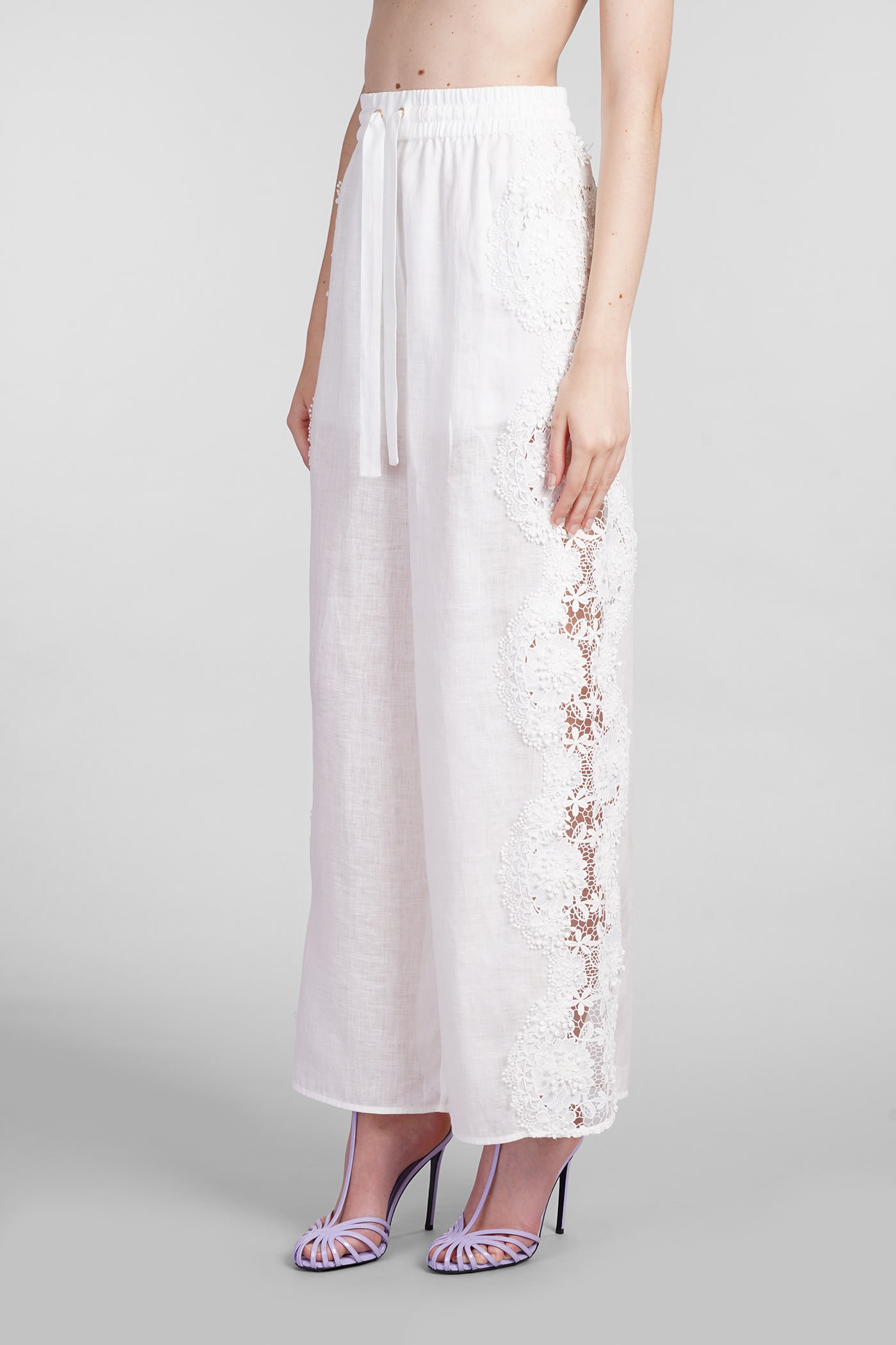 Shop Zimmermann Pants In White Linen