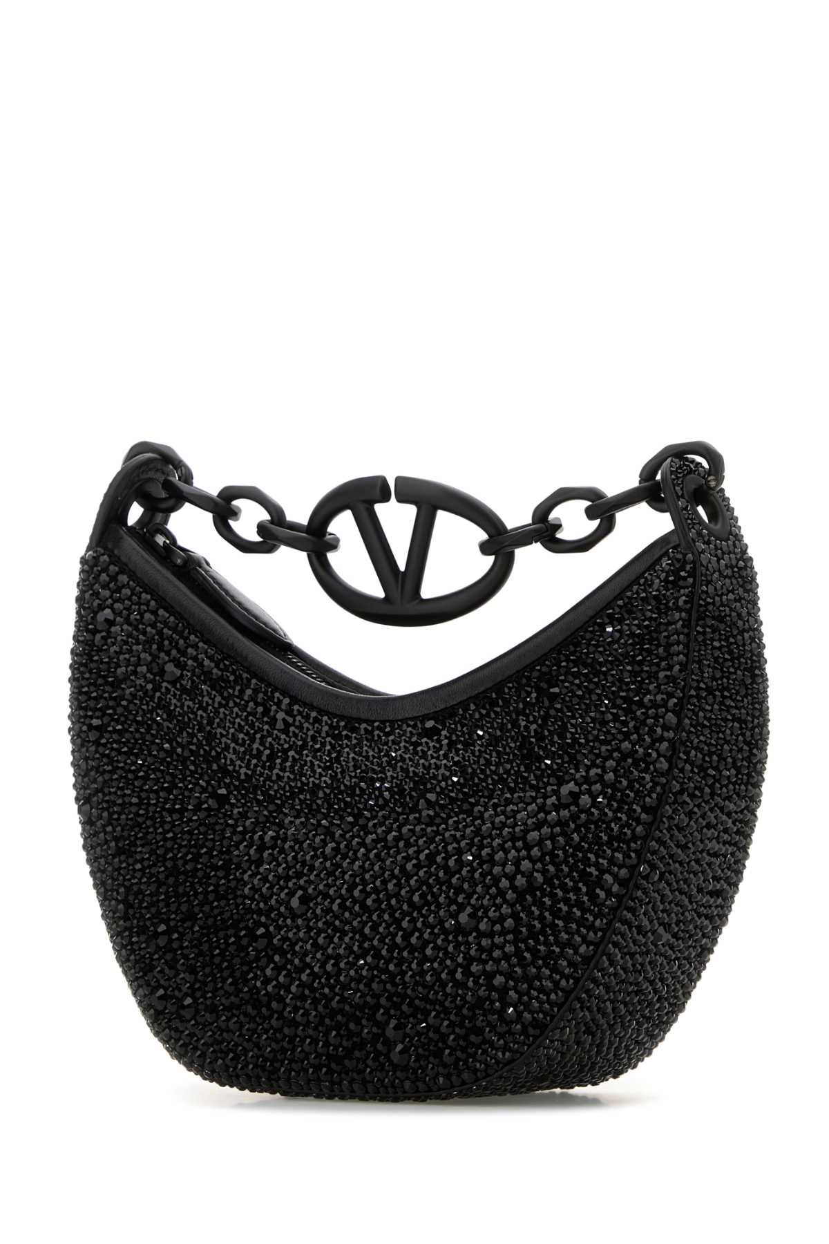 Valentino Women's Leather Hobo Vlogo Moon Handbag In Jetnero