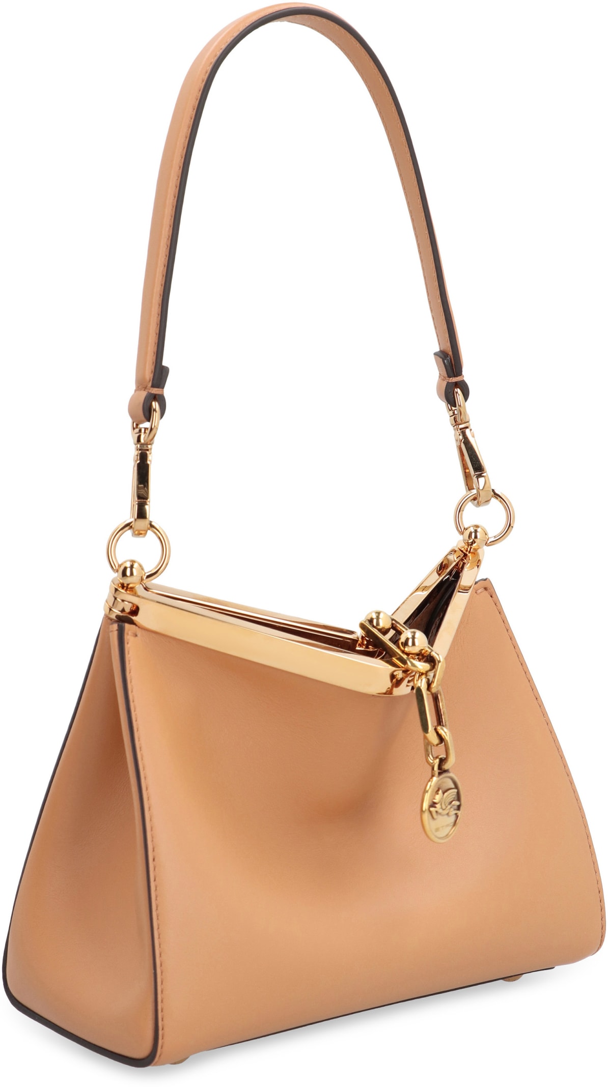 Etro Vela Mini Leather Shoulder Bag In Saddle Brown