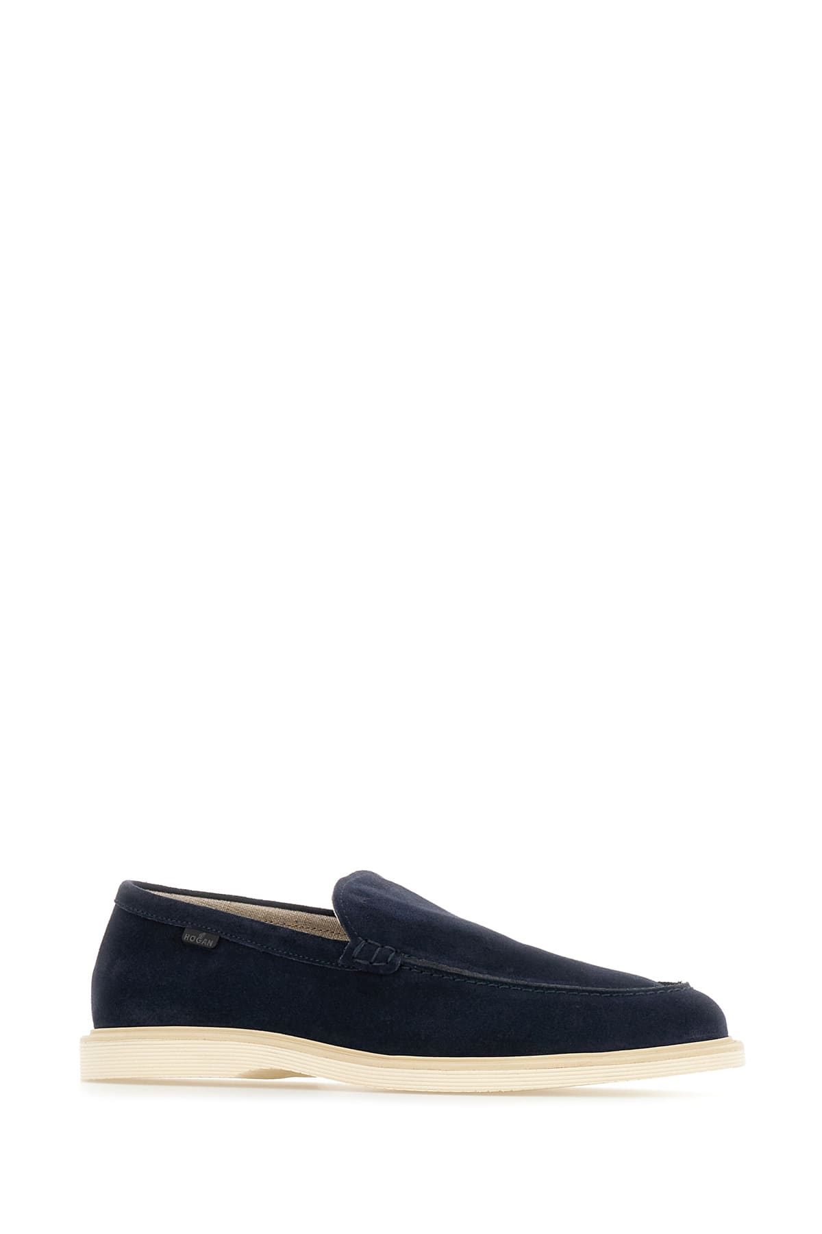 Shop Hogan Navy Blue Suede H616 Loafers