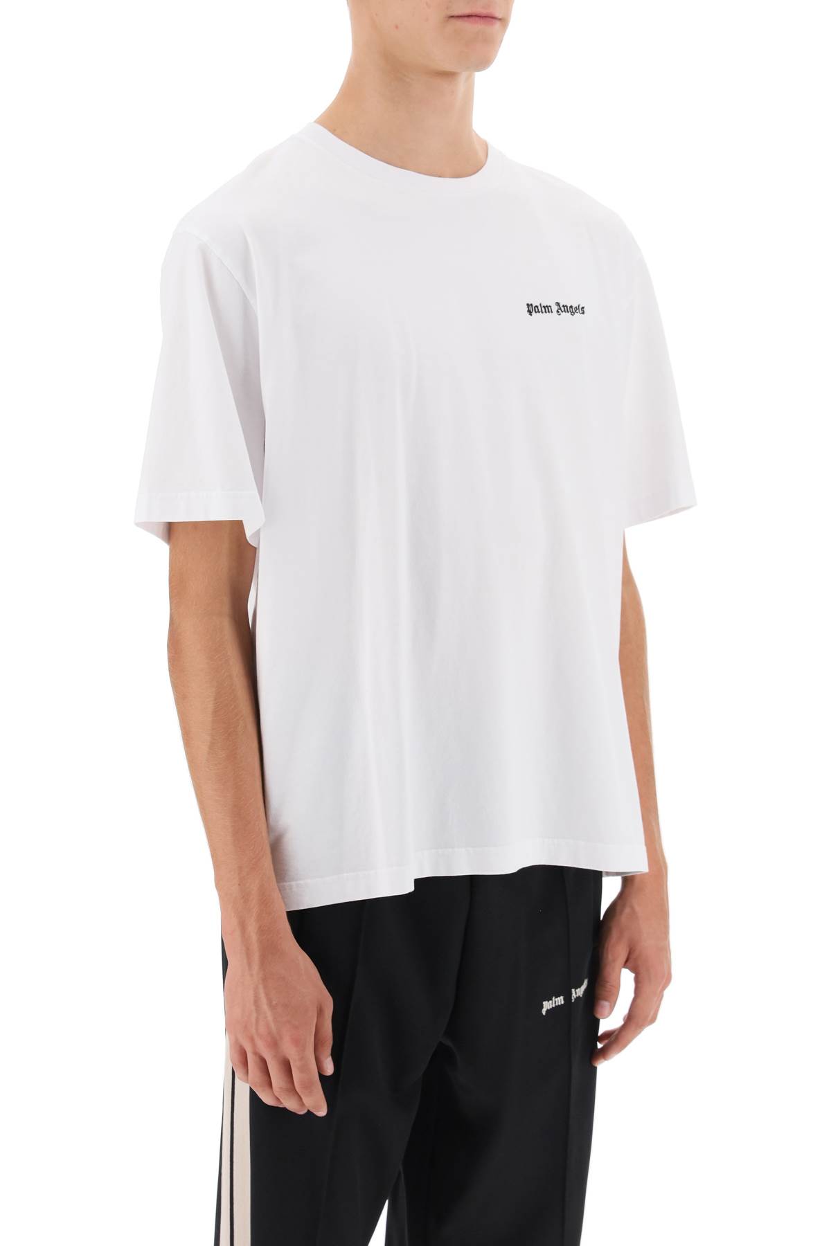 Palm Angels Embroidered-logo Crew-neck T-shirt In White