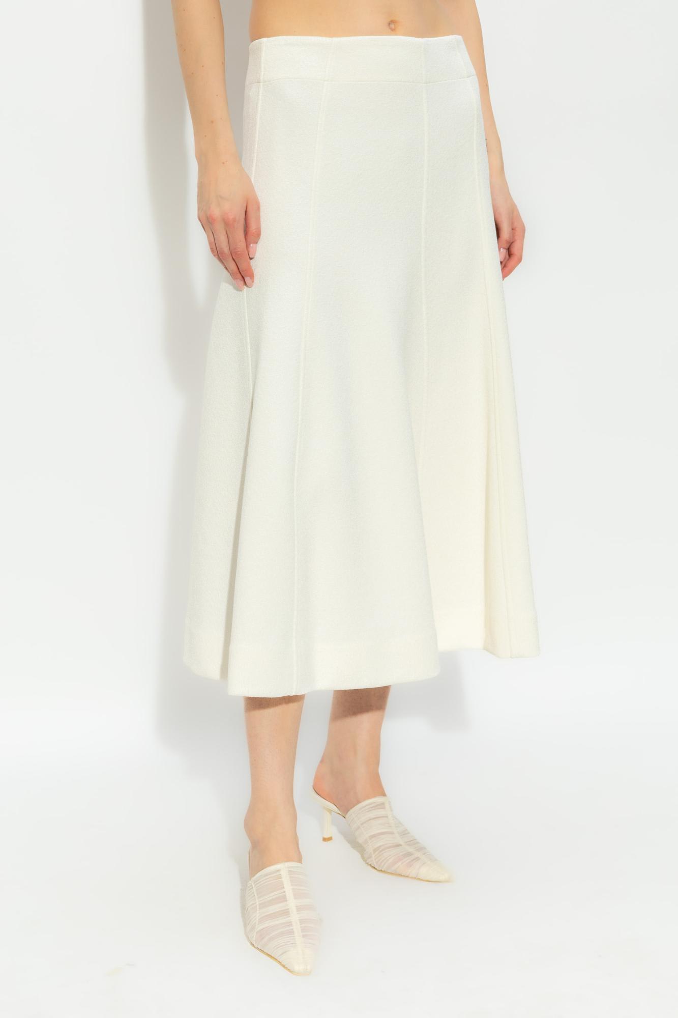 Jil Sander High Waist Flared Midi Skirt In Ivory