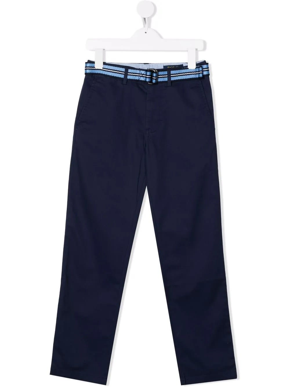 Ralph Lauren Teen Trousers In Navy Blue Stretch Chino With Belt