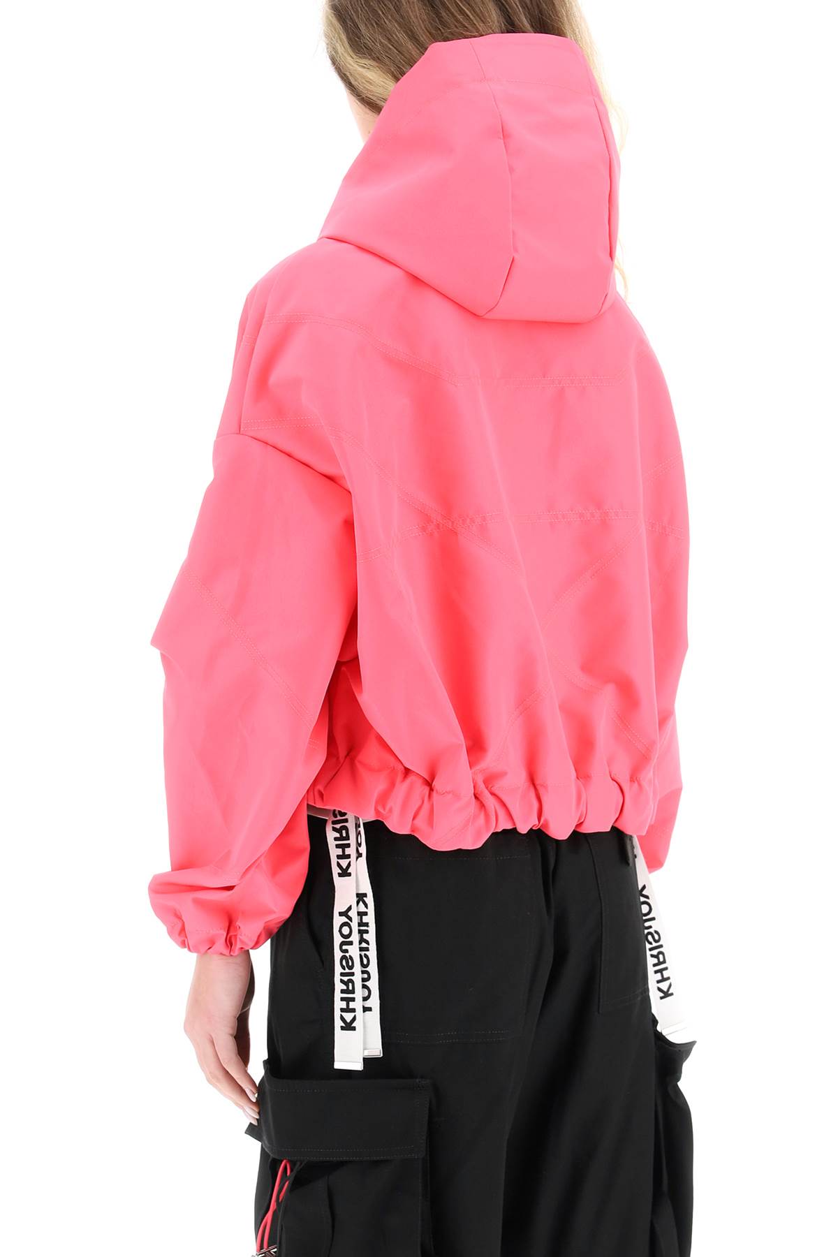 Shop Khrisjoy Khris Crop Windbreaker Jacket In Flamingo Pink
