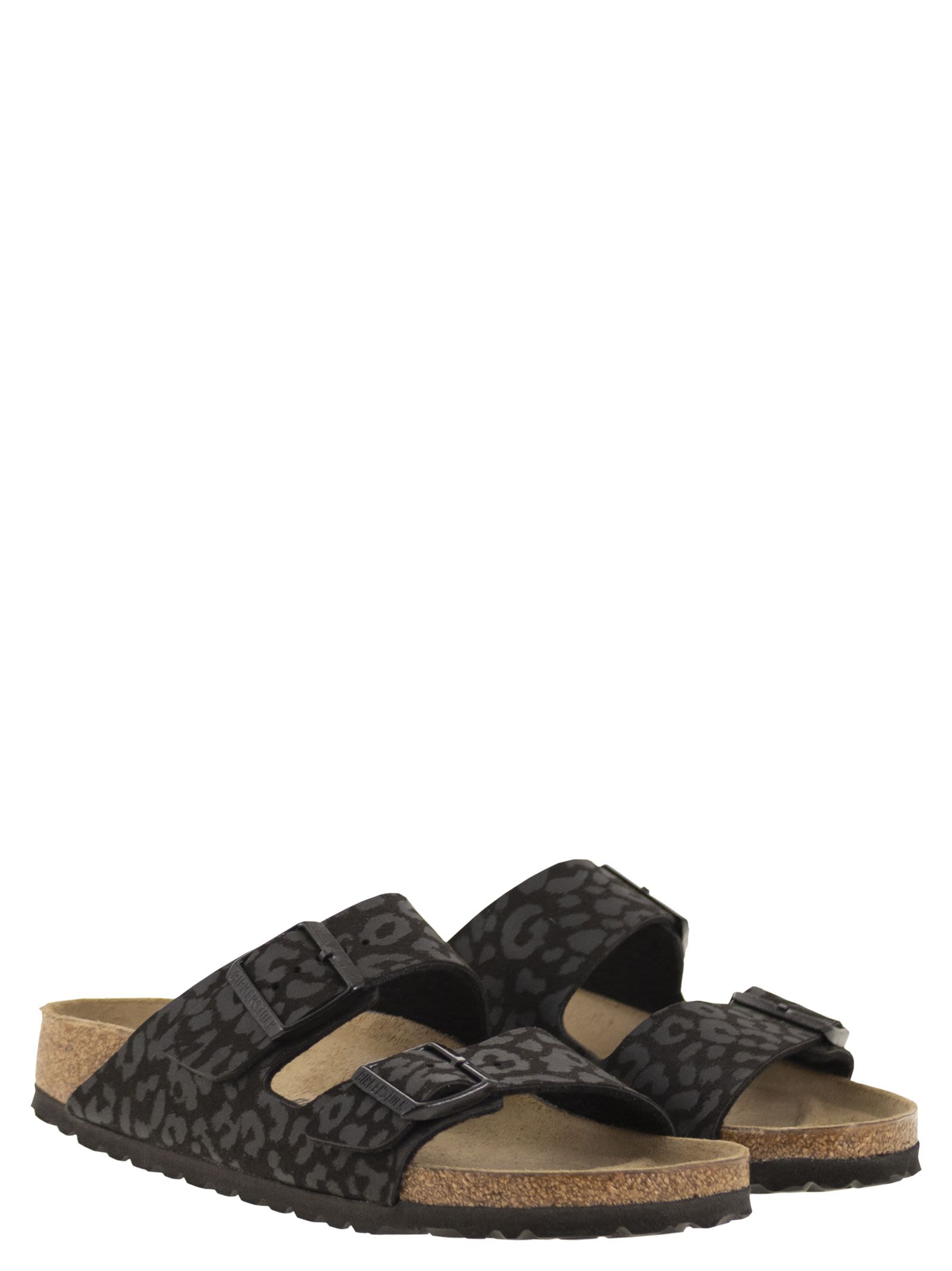 Birkenstock Arizona Suede Sandal With Print In Black