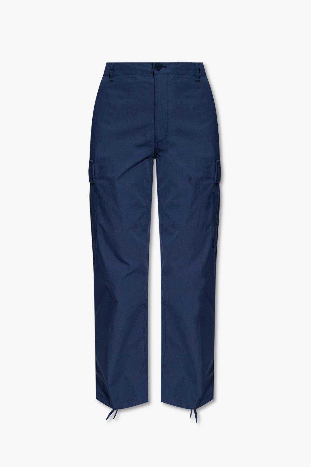 Shop Kenzo Cargo Trousers In Midnight Blue