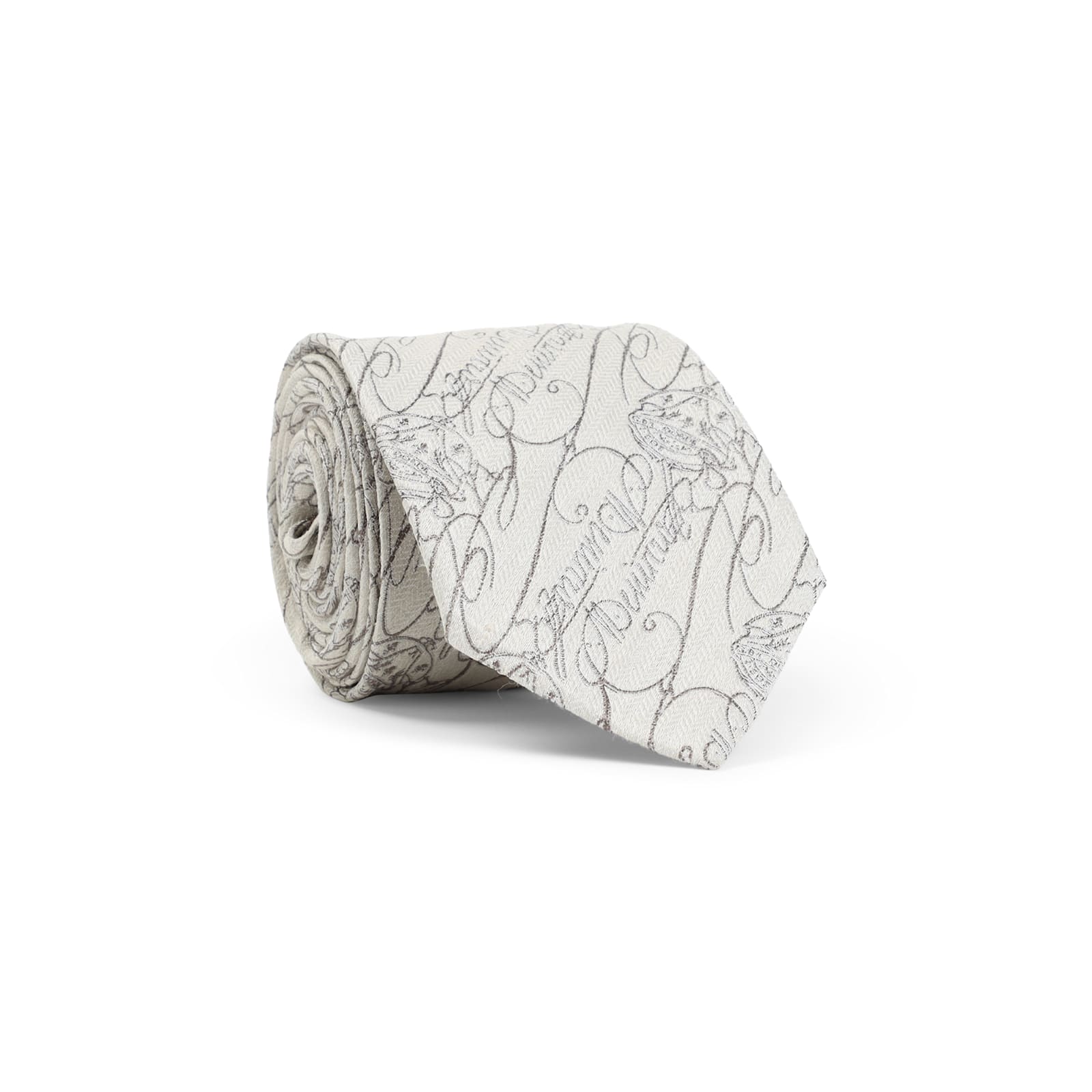 Berluti Jacquard Scritto Silk Tie In White