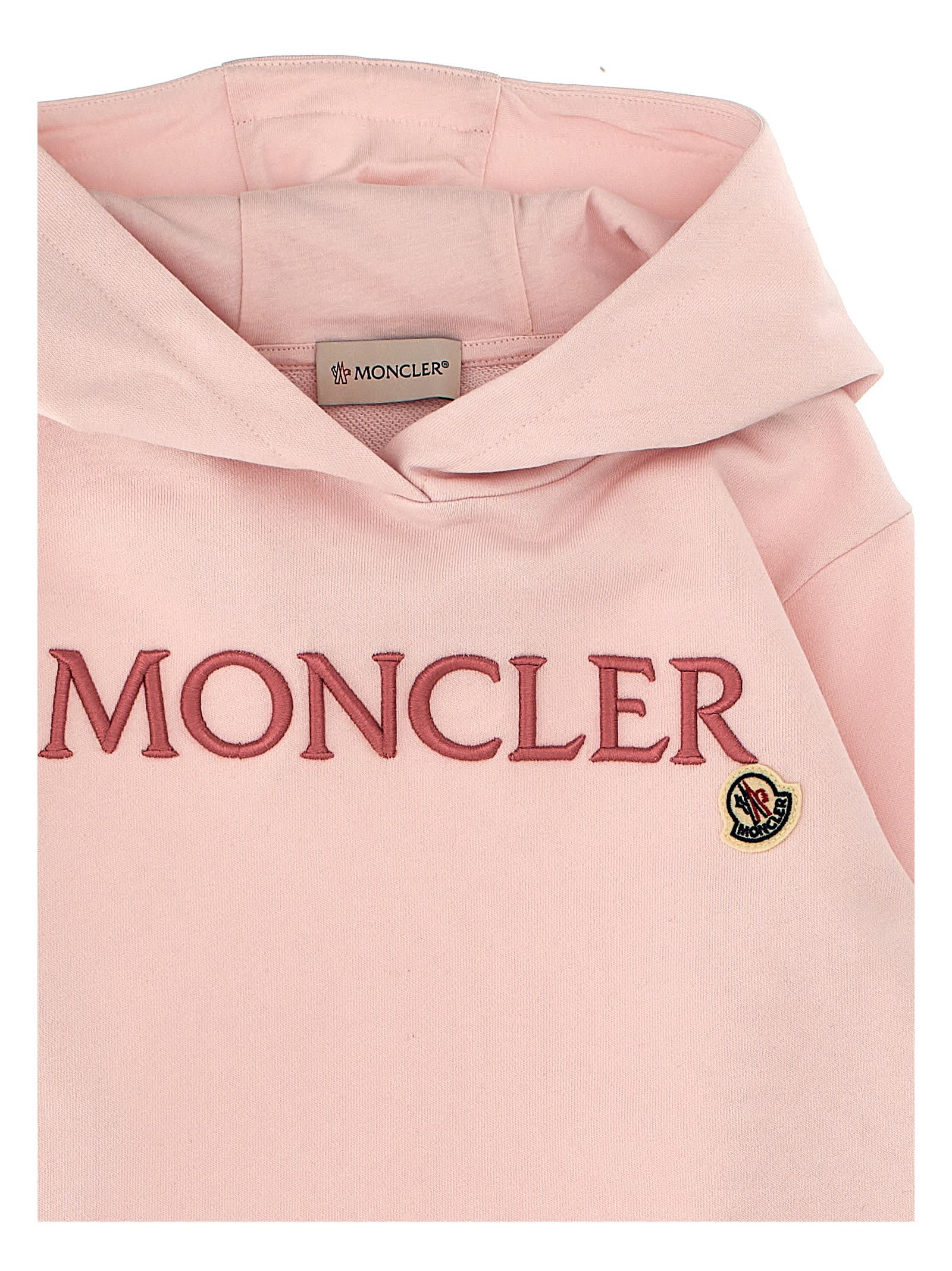 Shop Moncler Logo Embroidery Hoodie In Red