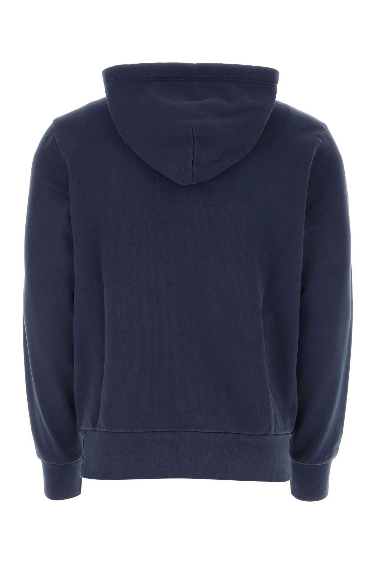 Shop Polo Ralph Lauren Navy Blue Cotton Sweatshirt Fleece