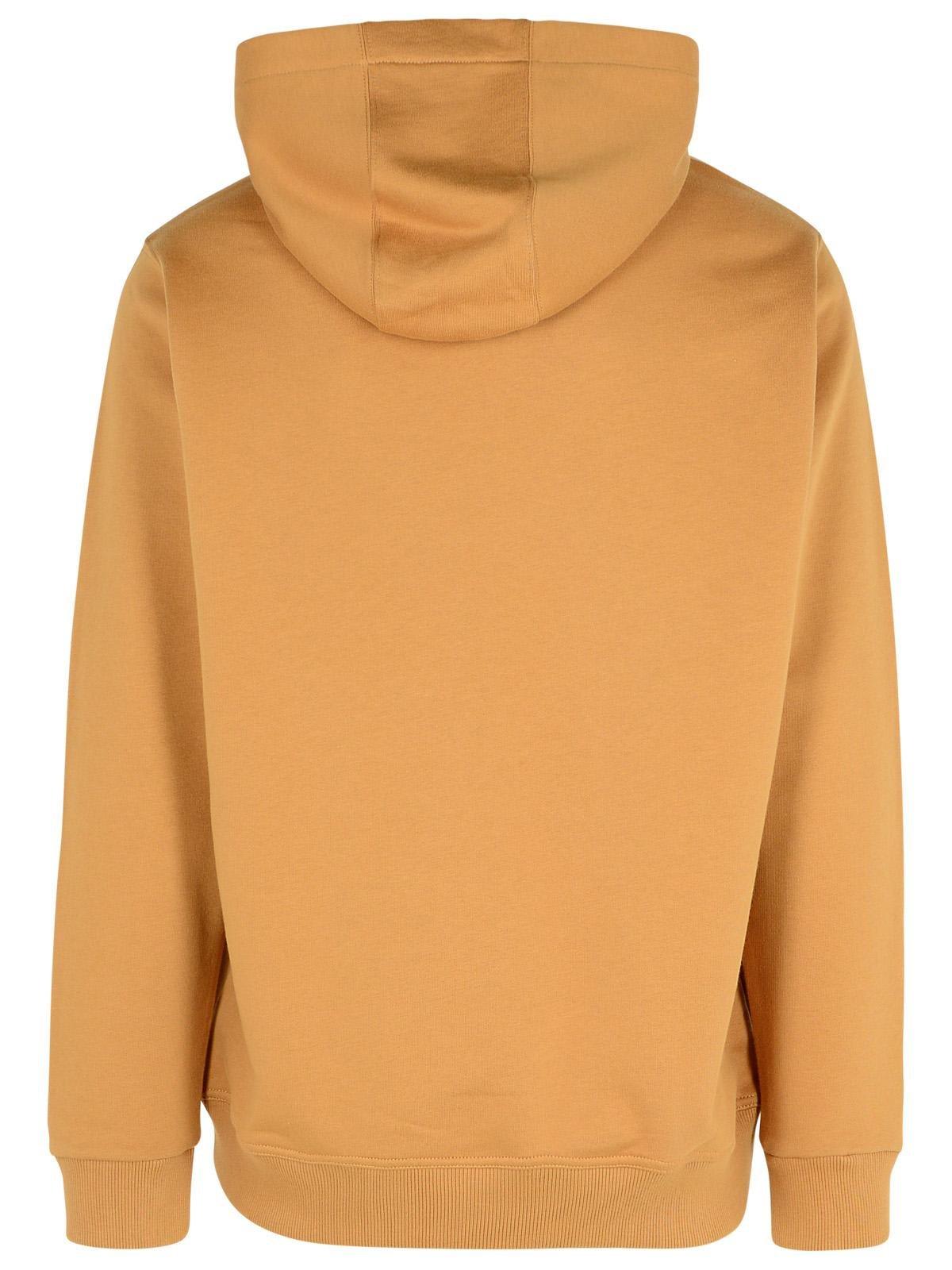 Shop Burberry Logo Printed Drawstring Hoodie In Beige