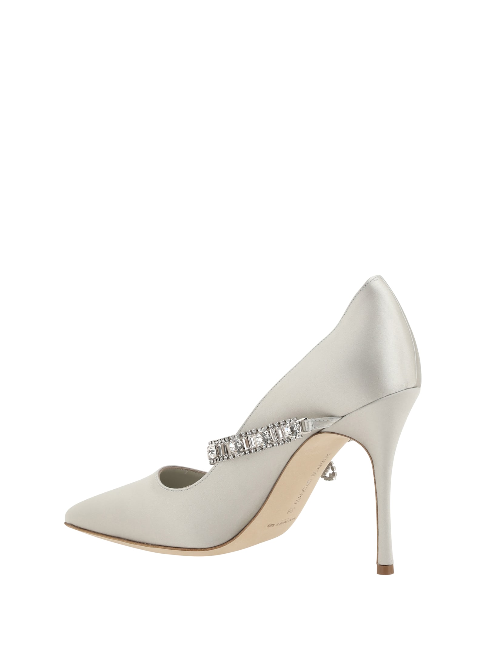 Manolo Blahnik Nadira 90 Satin Crystal-embellished Pumps In Mgry