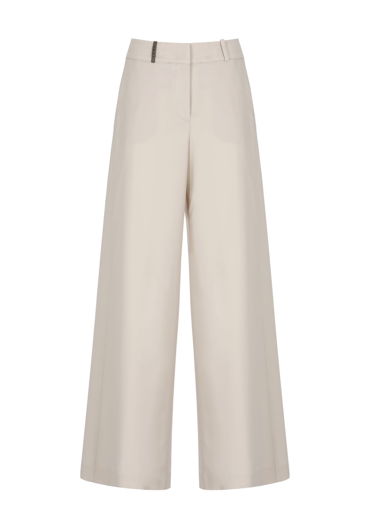 Peserico Pants With Leather Detail In Neutral
