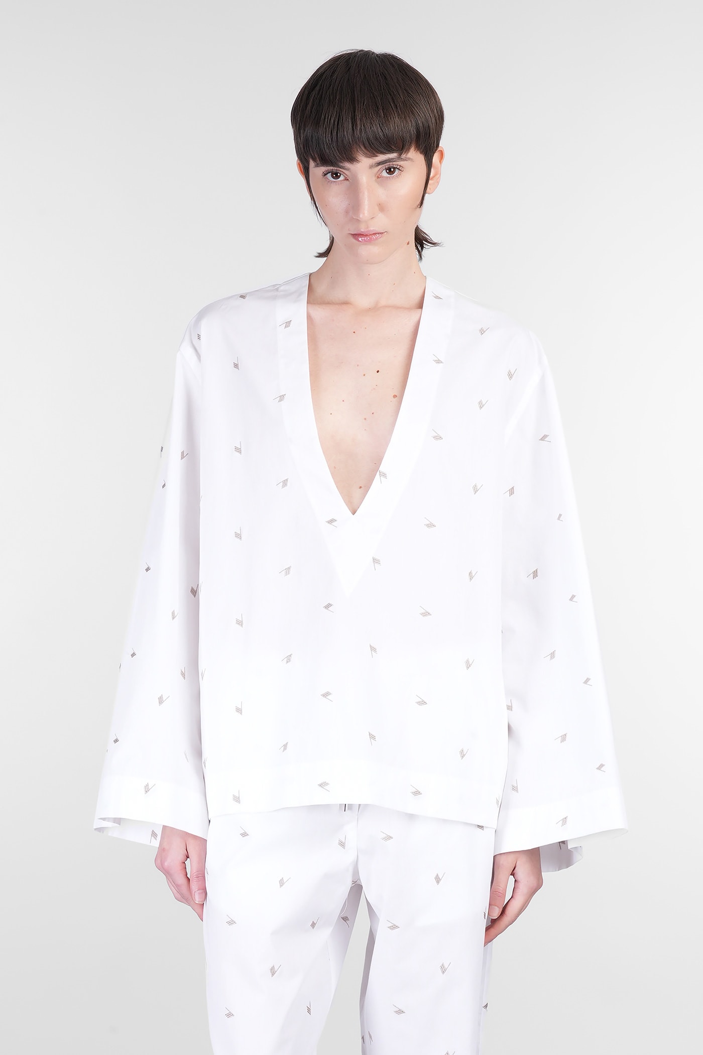 Shop Attico Blouse In White Cotton