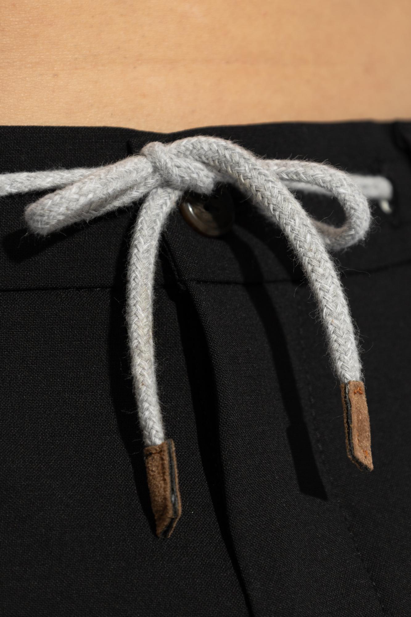 Eleventy Wool Pants With Tapered Legs In Black
