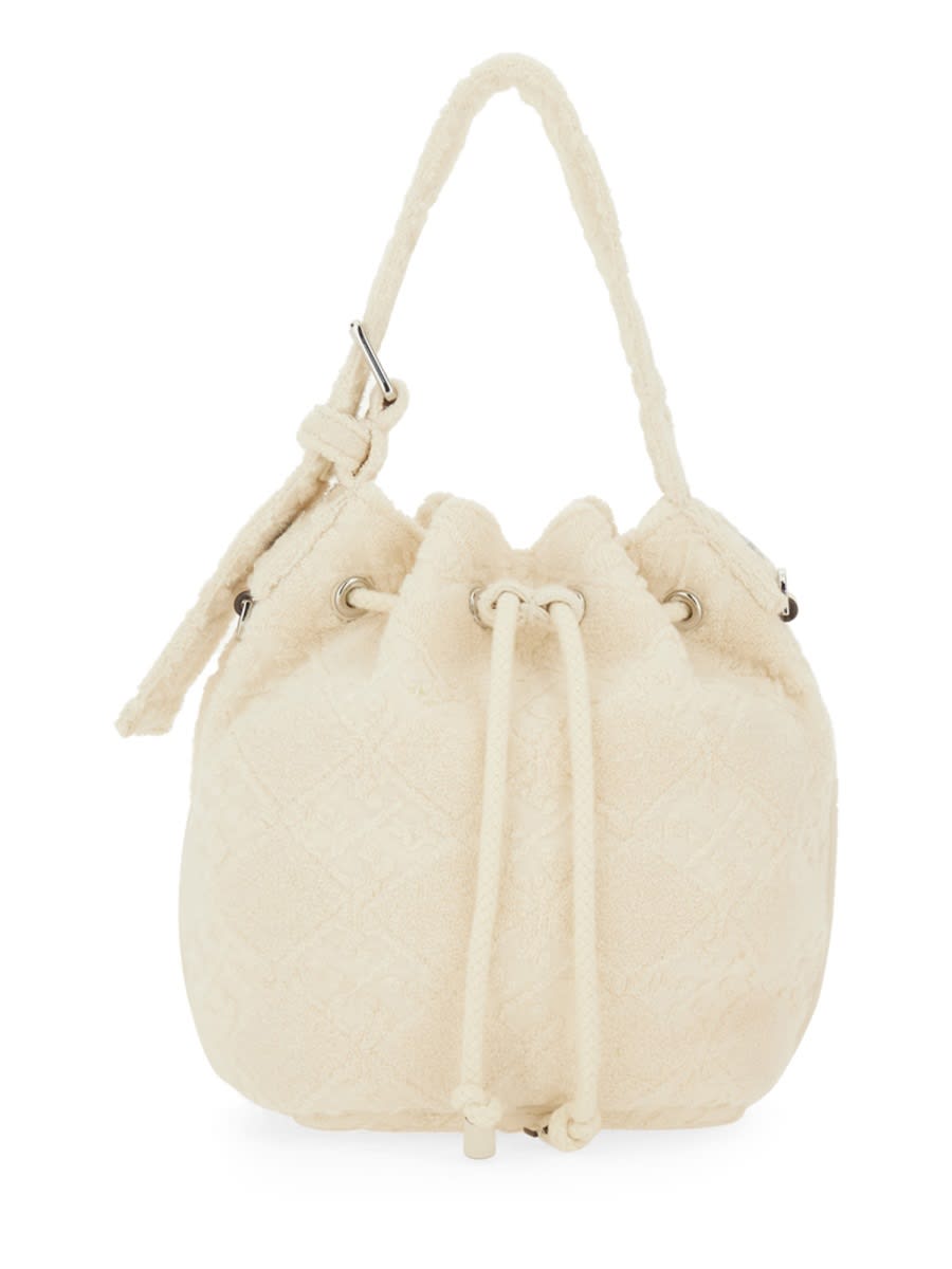 Tory Burch Oversized T Monogram Bucket Bag In White
