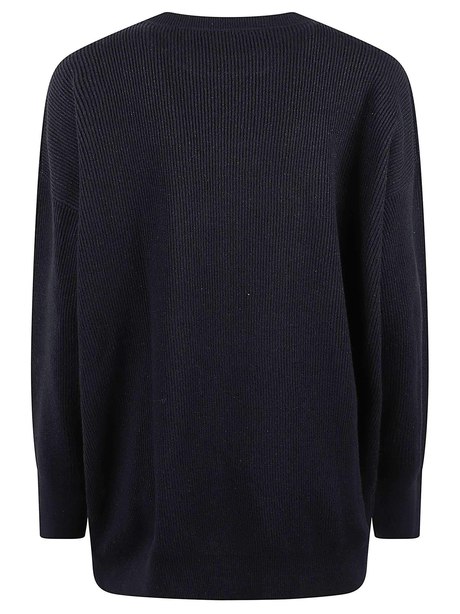 Fabiana Filippi Lurex Platinum English Rib Crewneck Jumper In Blue