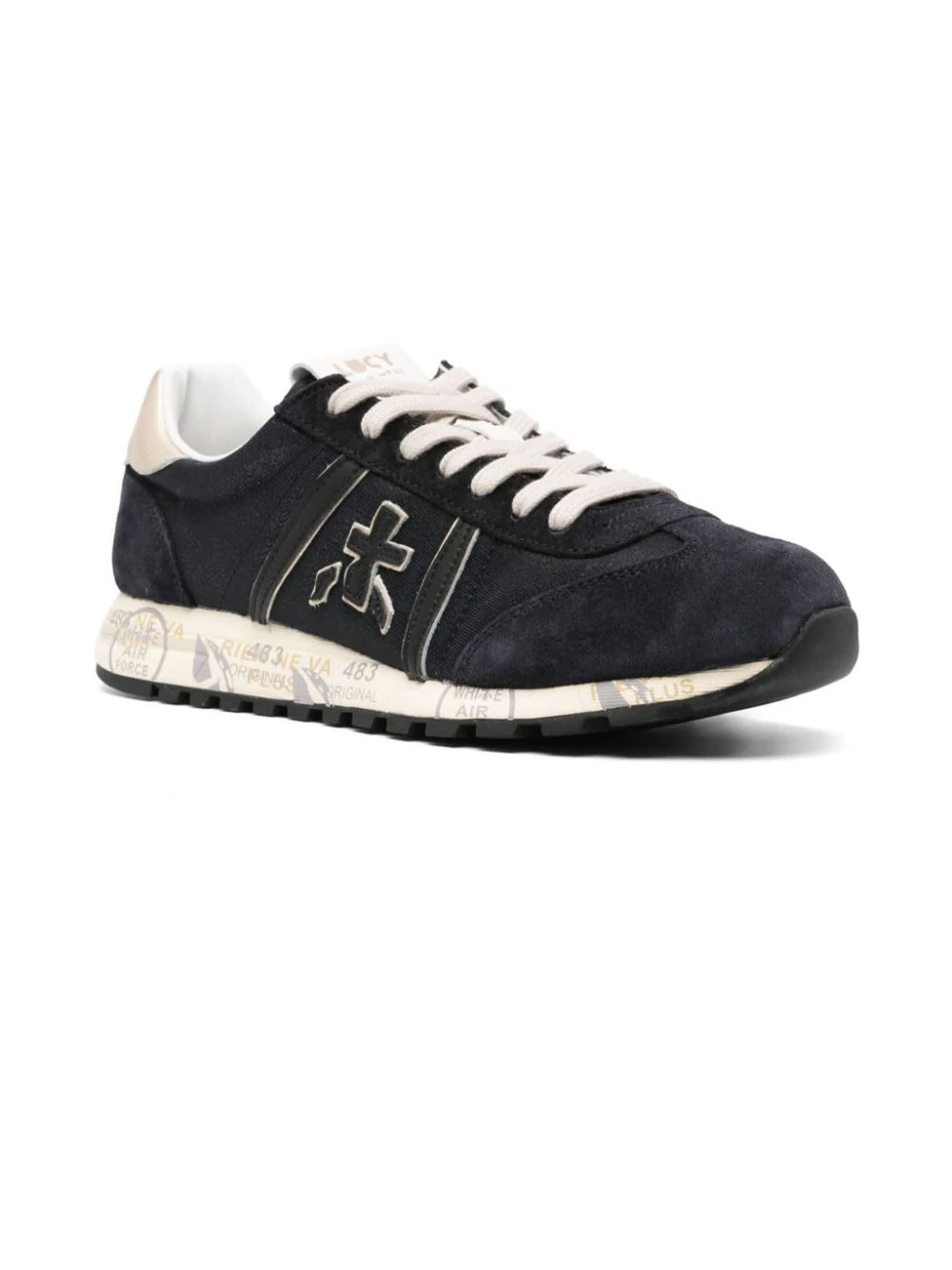 Shop Premiata Black Lucy D7021 Sneakers