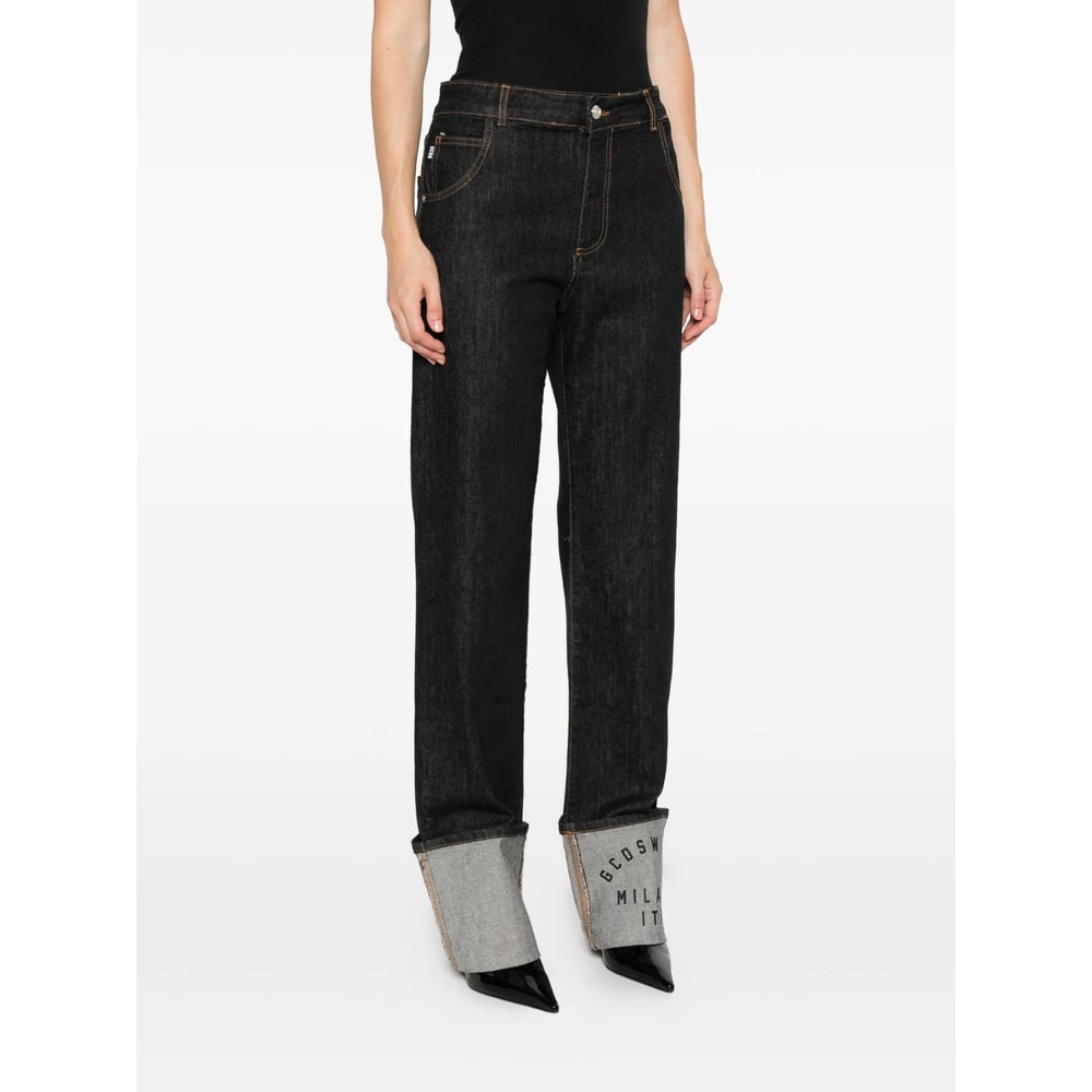 Gcds Denim Straight-leg Jeans In Black