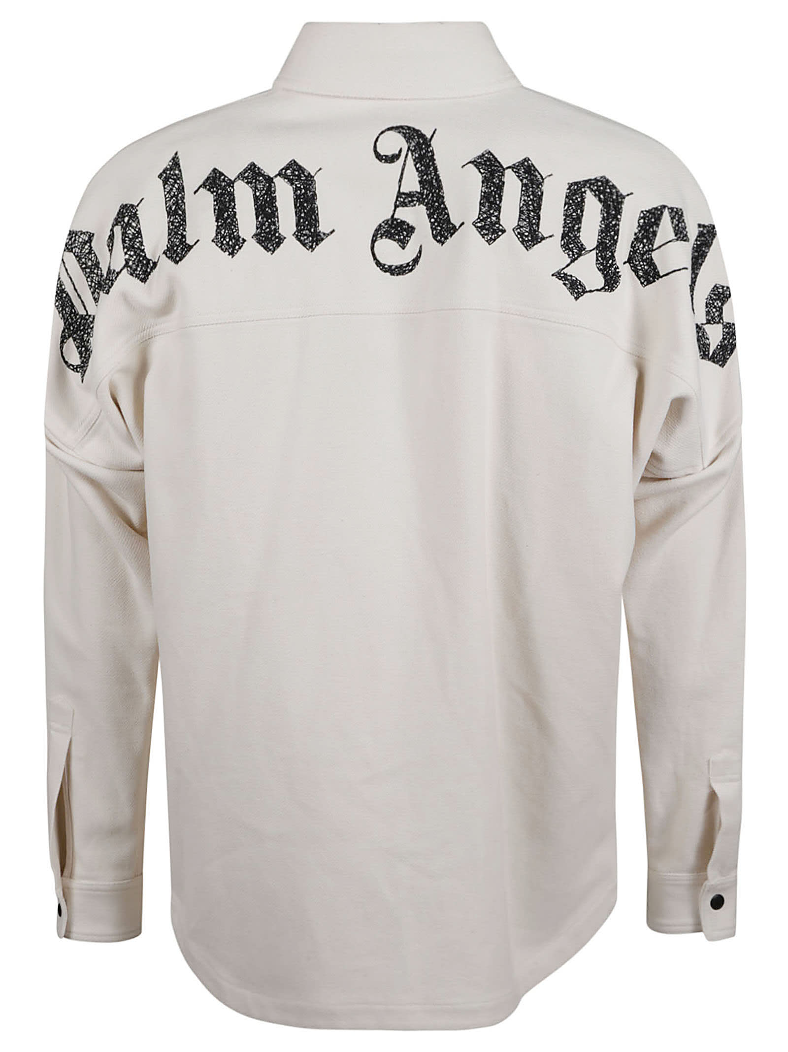 Shop Palm Angels Back Logo Check Overshirt In Off-white