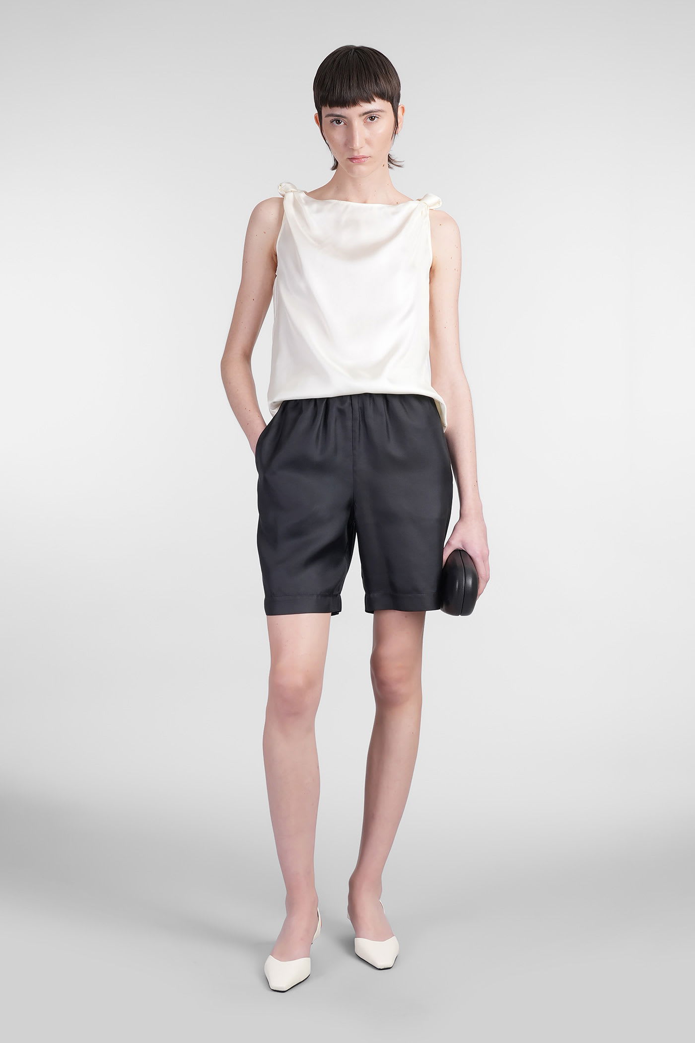 LOULOU STUDIO REMY TOPWEAR IN BEIGE SILK 