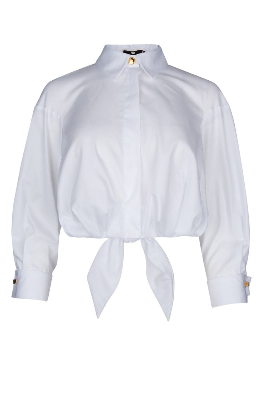 Shop Elisabetta Franchi Cropped Shirt In Bianco
