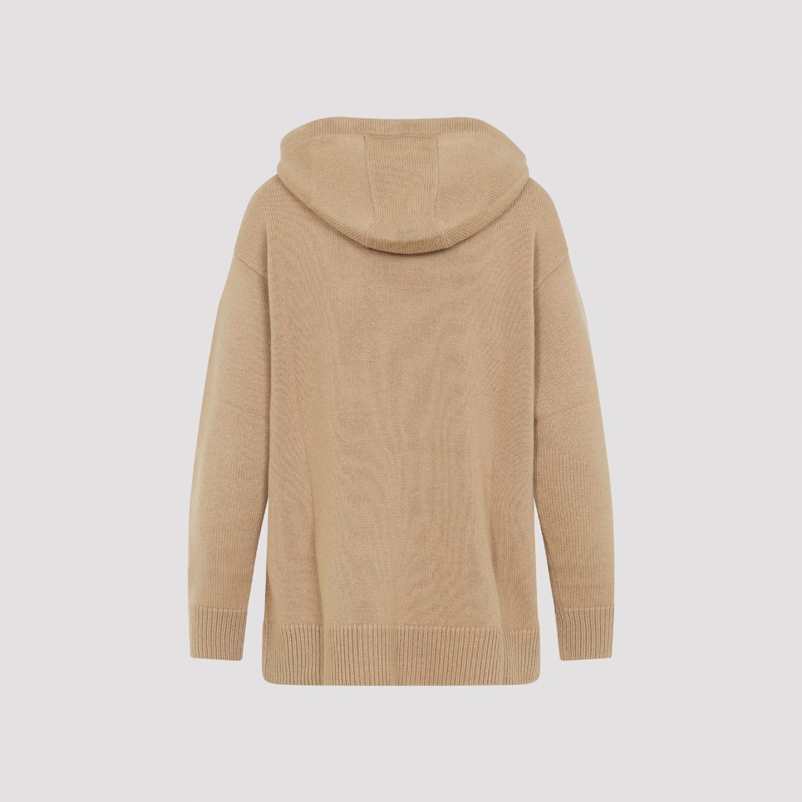 Max Mara Relaxed Fit Knit Sweater With Hood In Brown
