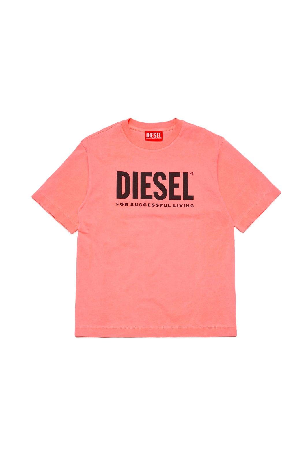 Shop Diesel Tnuci Logo Printed Crewneck T-shirt In Pink