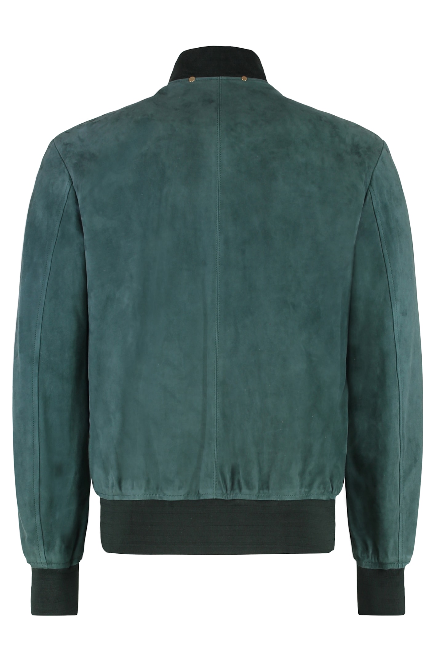 Paul Smith Suede Jacket With Elastic Cuffs And Hem In Green