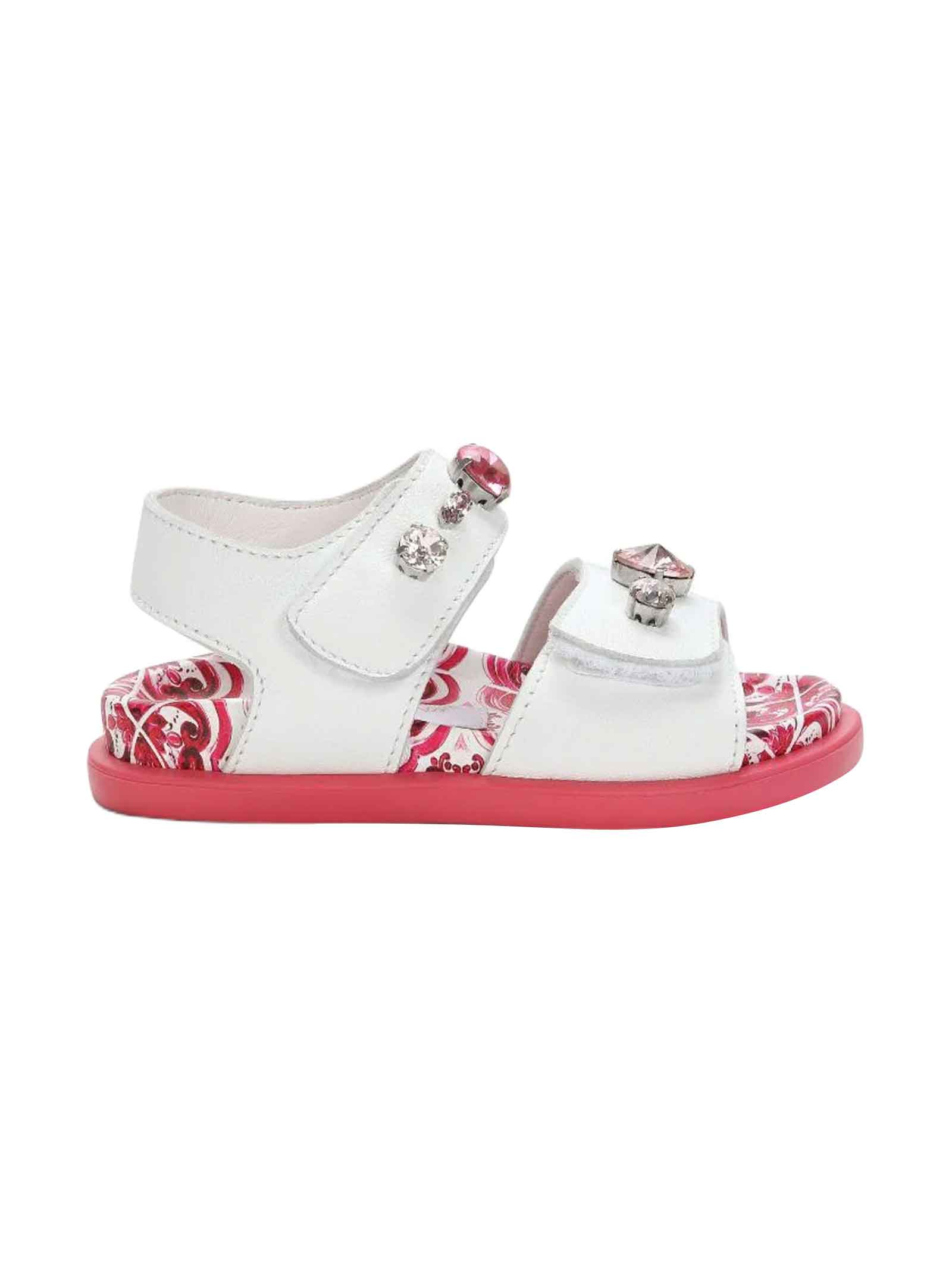 Dolce & Gabbana White/fuchsia Sandals Girl Dolce&gabbana Kids In Fucsia