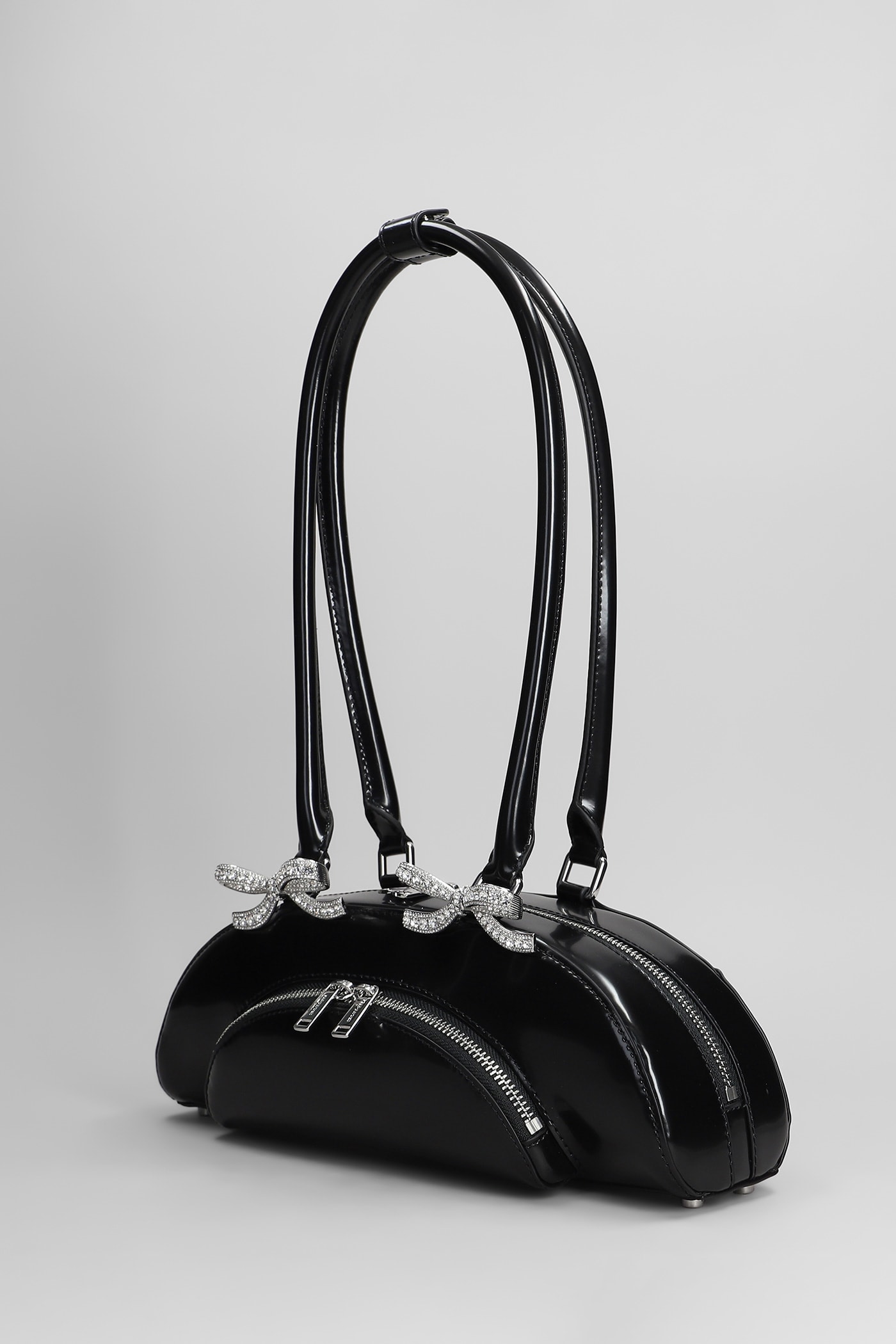 Self-portrait Curved Shoulder Bag In Black