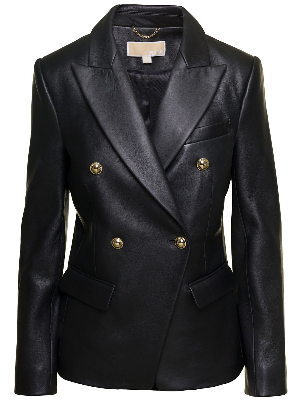 Michael Kors Leather Blazer In Black