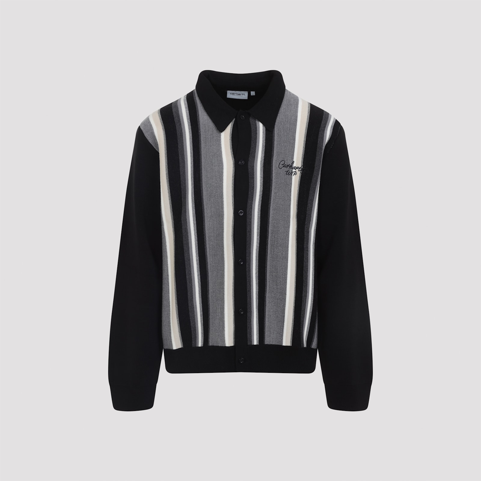 Carhartt Graphite Grey Cardigan With Pointed Collar In Black