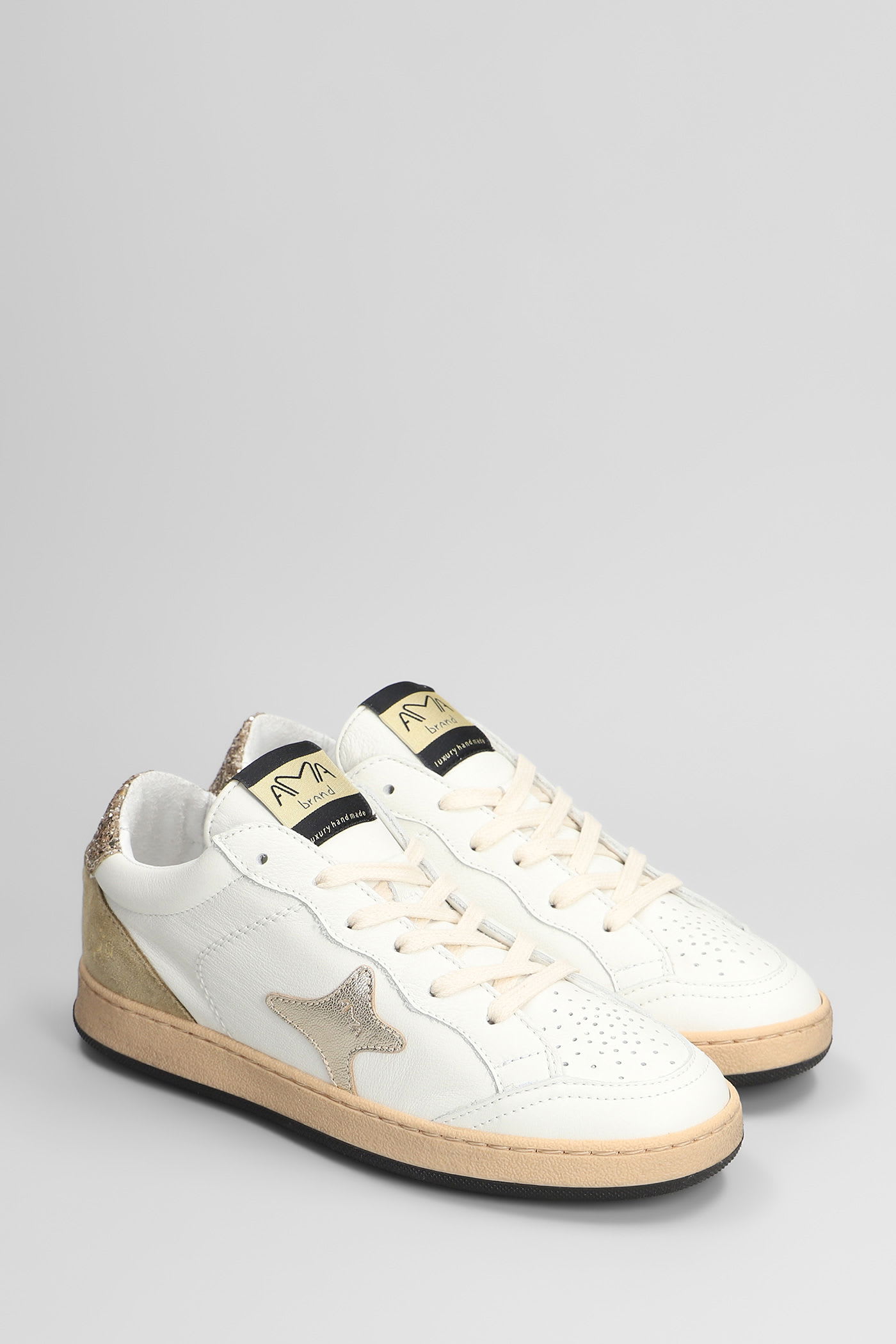 Ama Brand Sneakers In White Suede And Leather In White