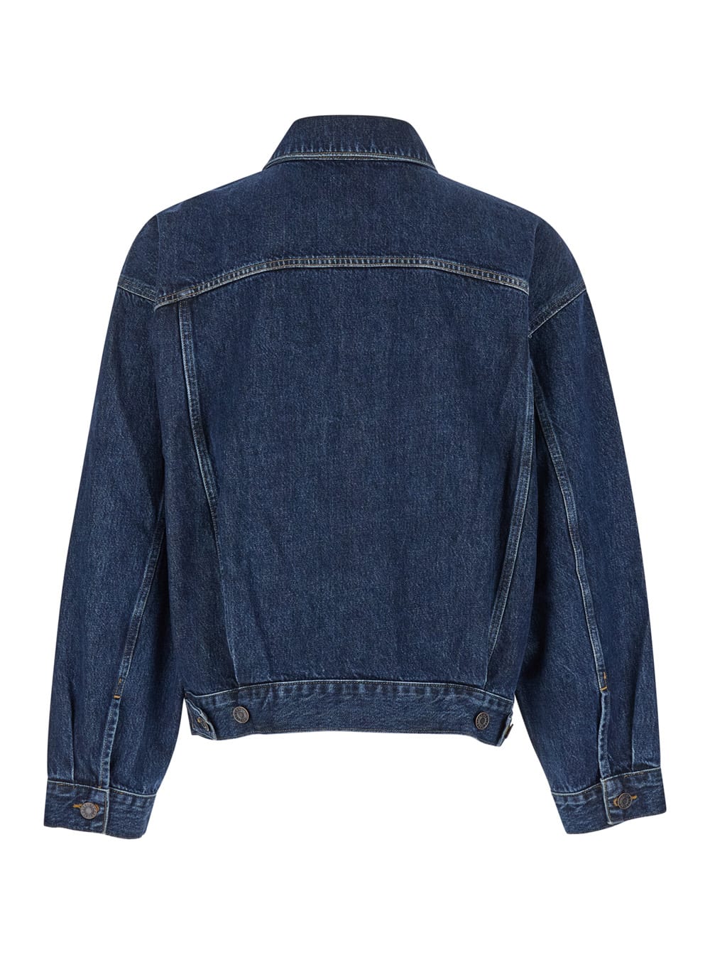 Shop Agolde Blue Jacket With Vintage Effect In Denim Man