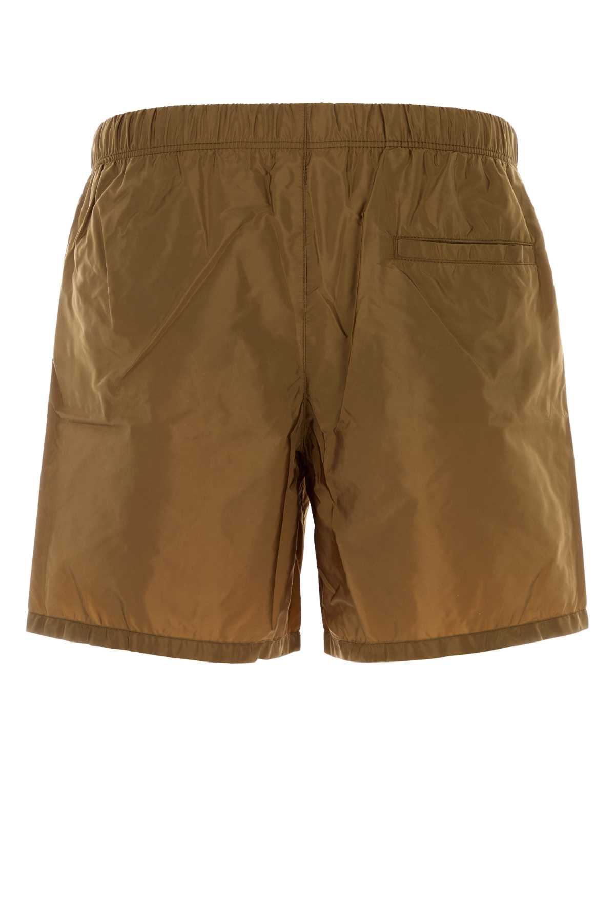 Prada Recycled Nylon Swim Shorts Pocket In Green