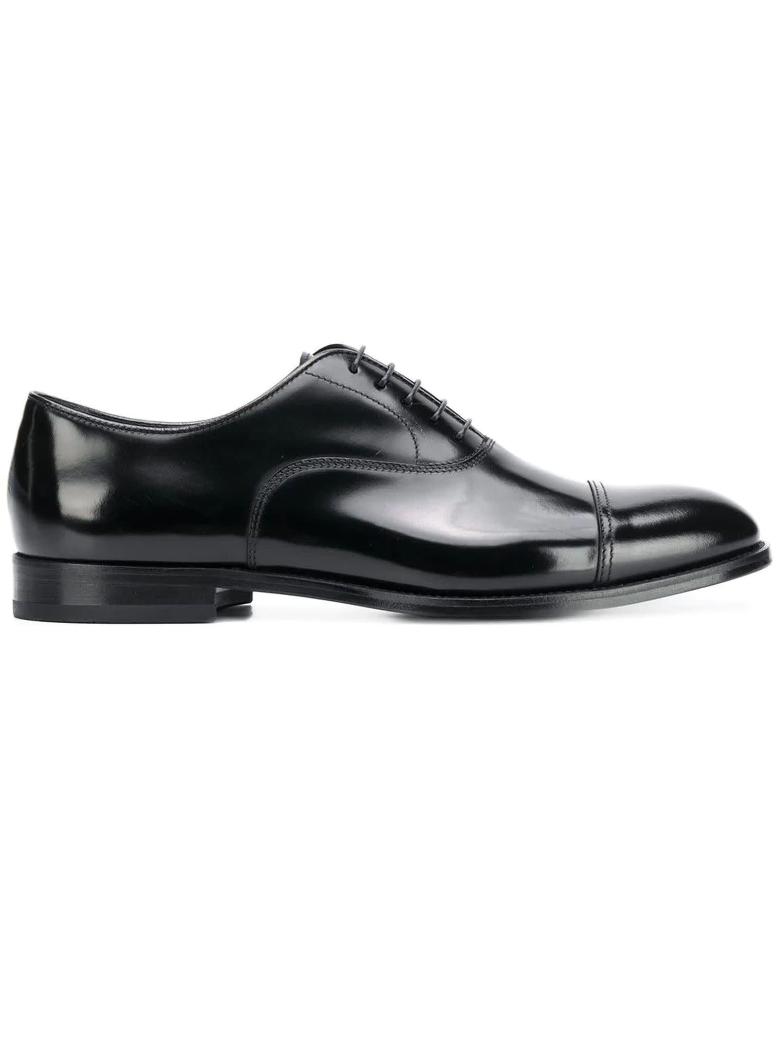 Doucal's Black Calf Leather Classic Oxford Shoes
