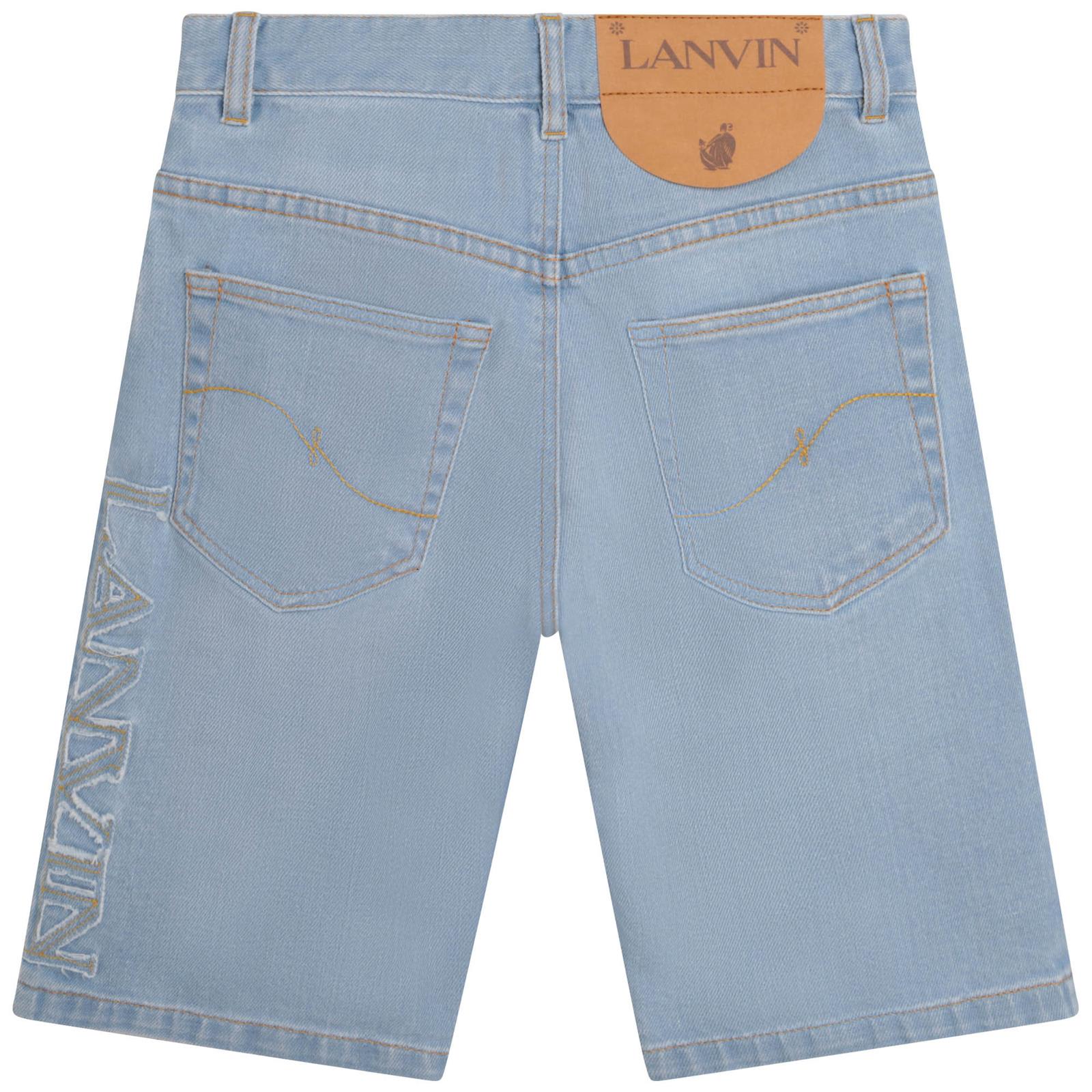Shop Lanvin Straight Denim Bermuda Shorts In Grigio Chiaro