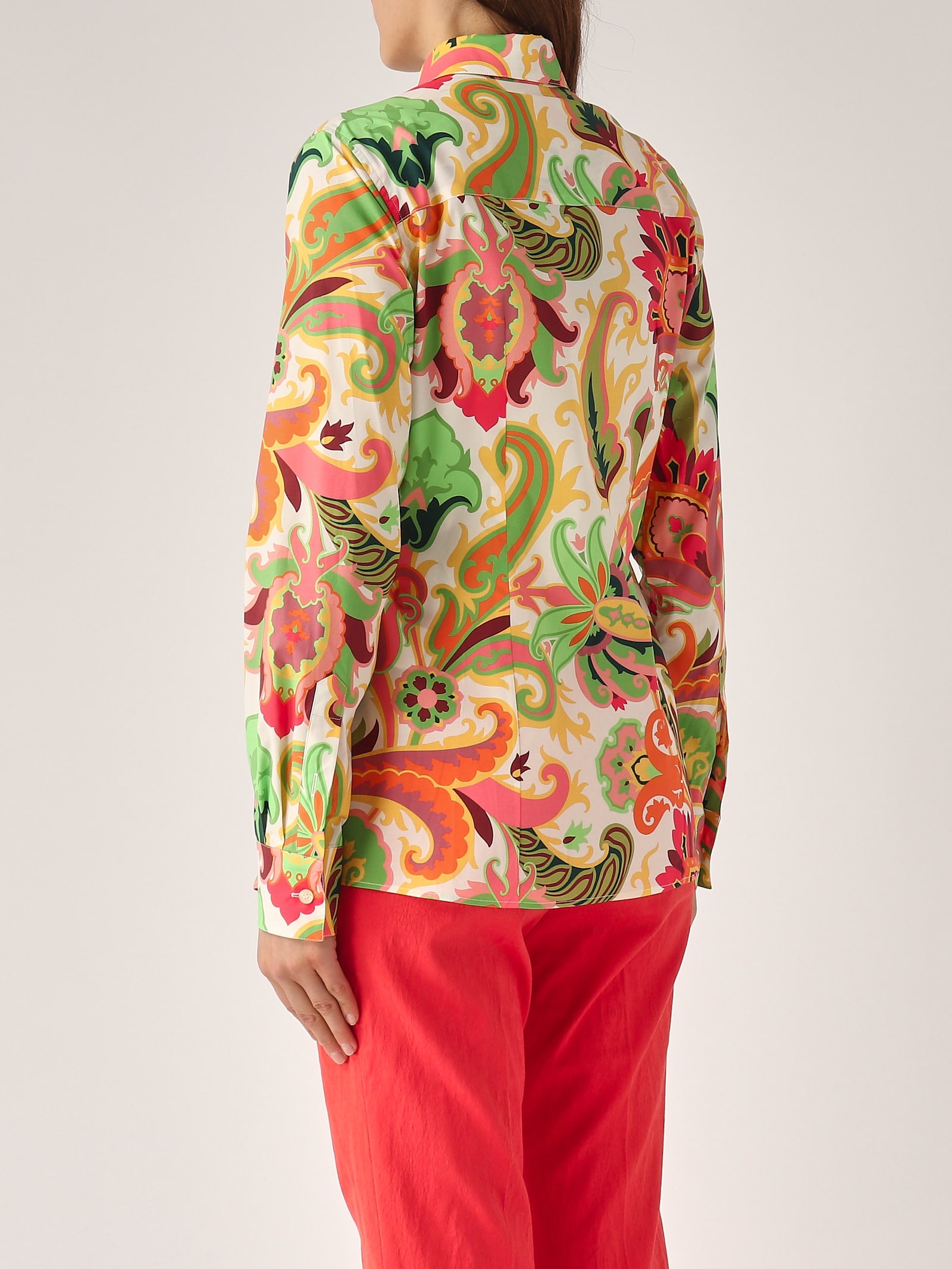 Etro Cotton Shirt In Rosa-verde