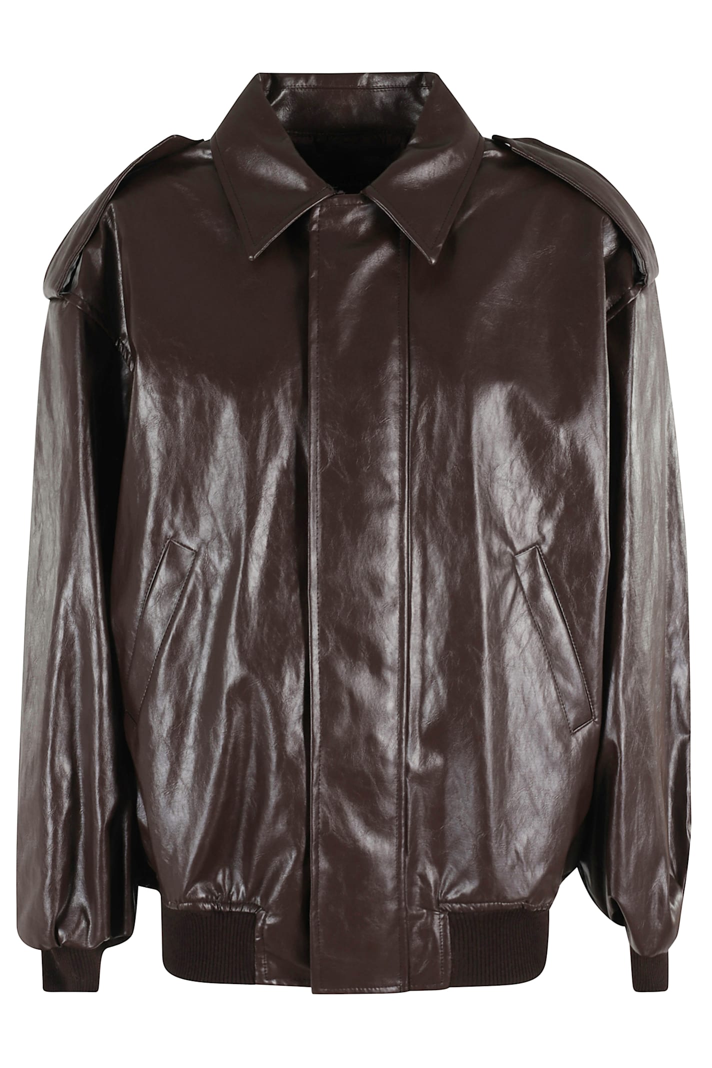 Federica Tosi Bomber Pelle Metallo In Brown