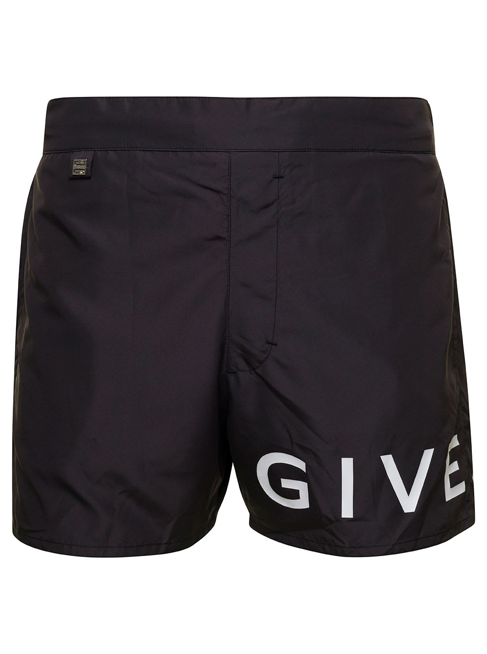 Shop Givenchy Black Swisuit With Maxi Logo In Techno Fabric Man